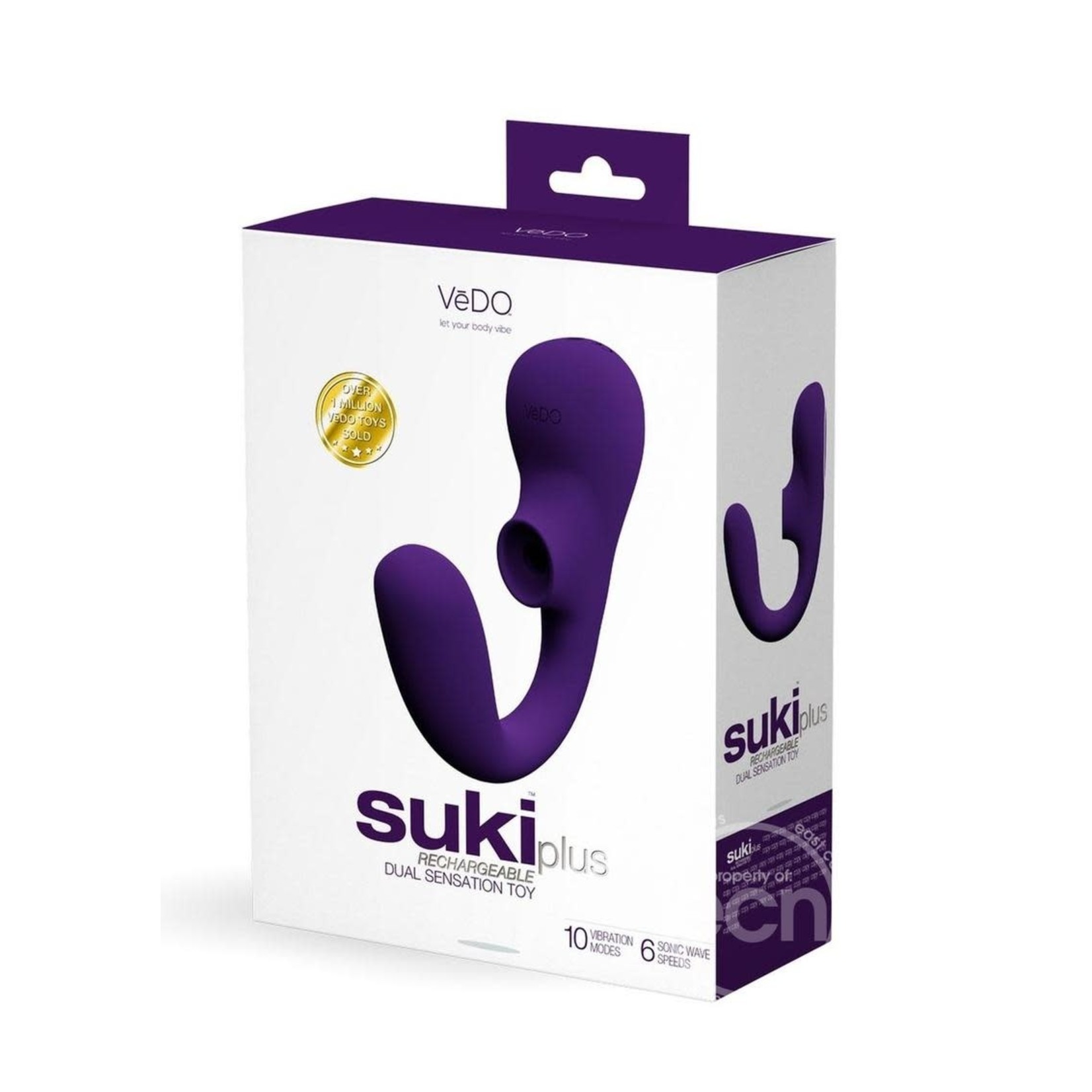 VeDO Suki Plus Rechargeable Silicone Dual Vibrator - Deep Purple