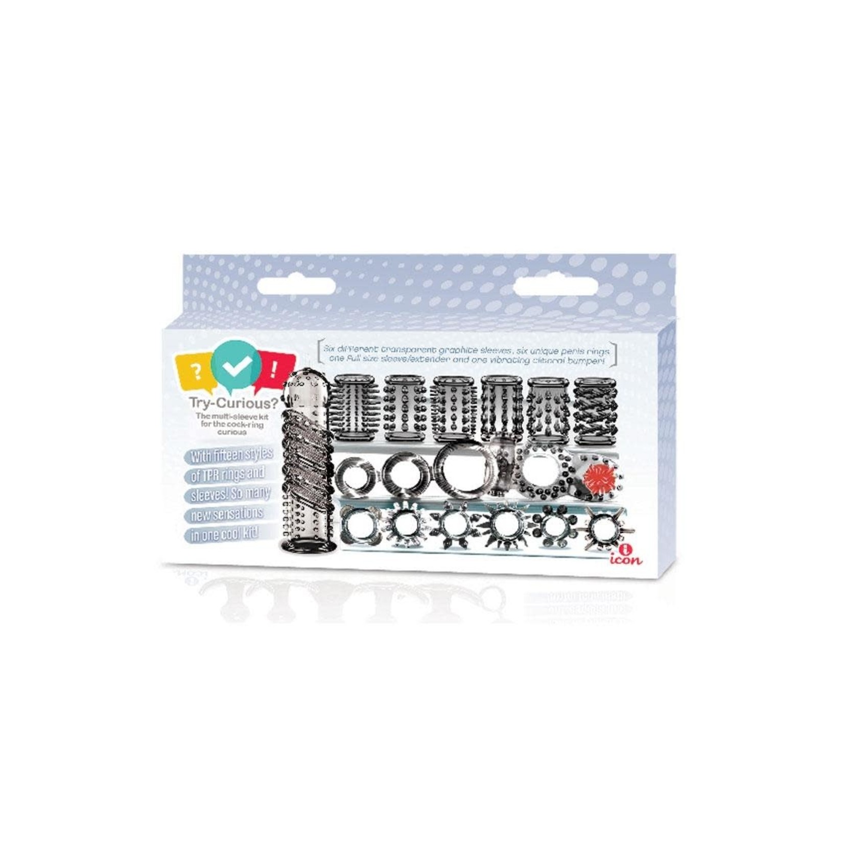 Try-Curious Cock Ring & Sleeve Set - Smoke
