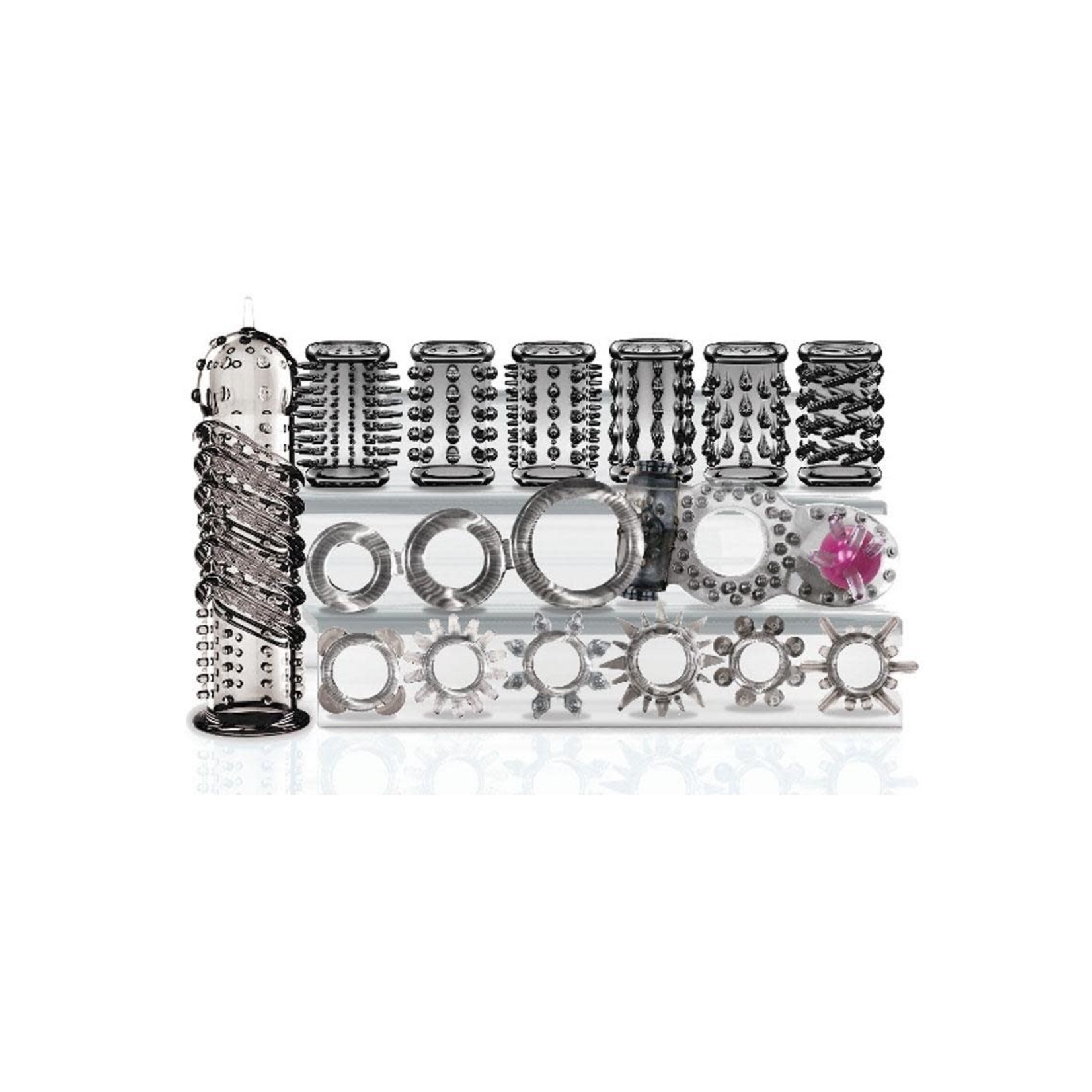 Try-Curious Cock Ring & Sleeve Set - Smoke