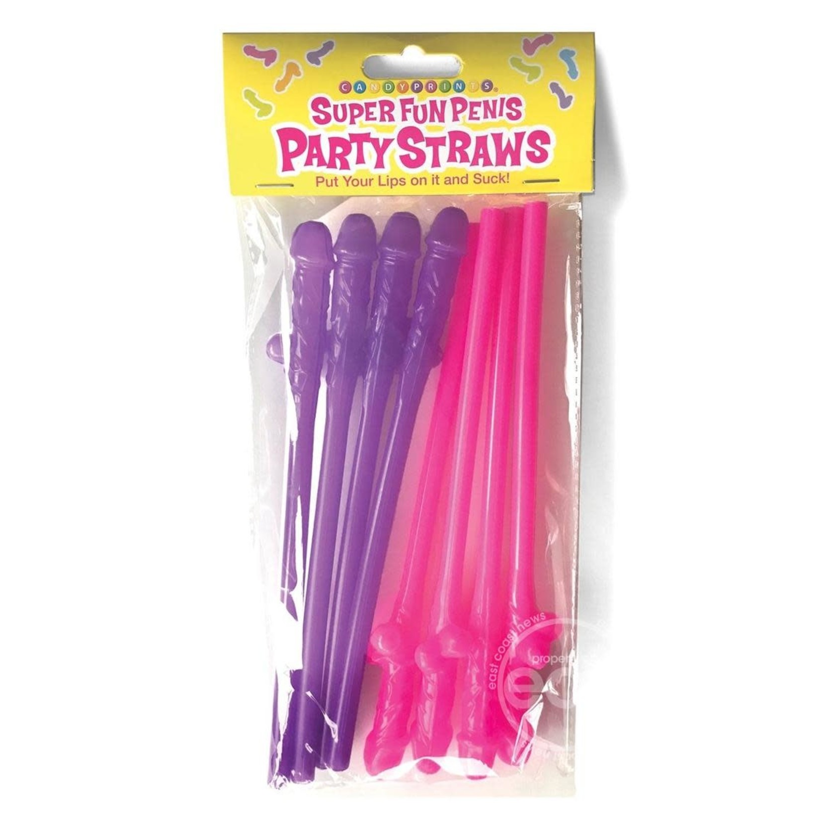 Super Fun Penis Party Straws (8 per Pack) - Pink/Purple