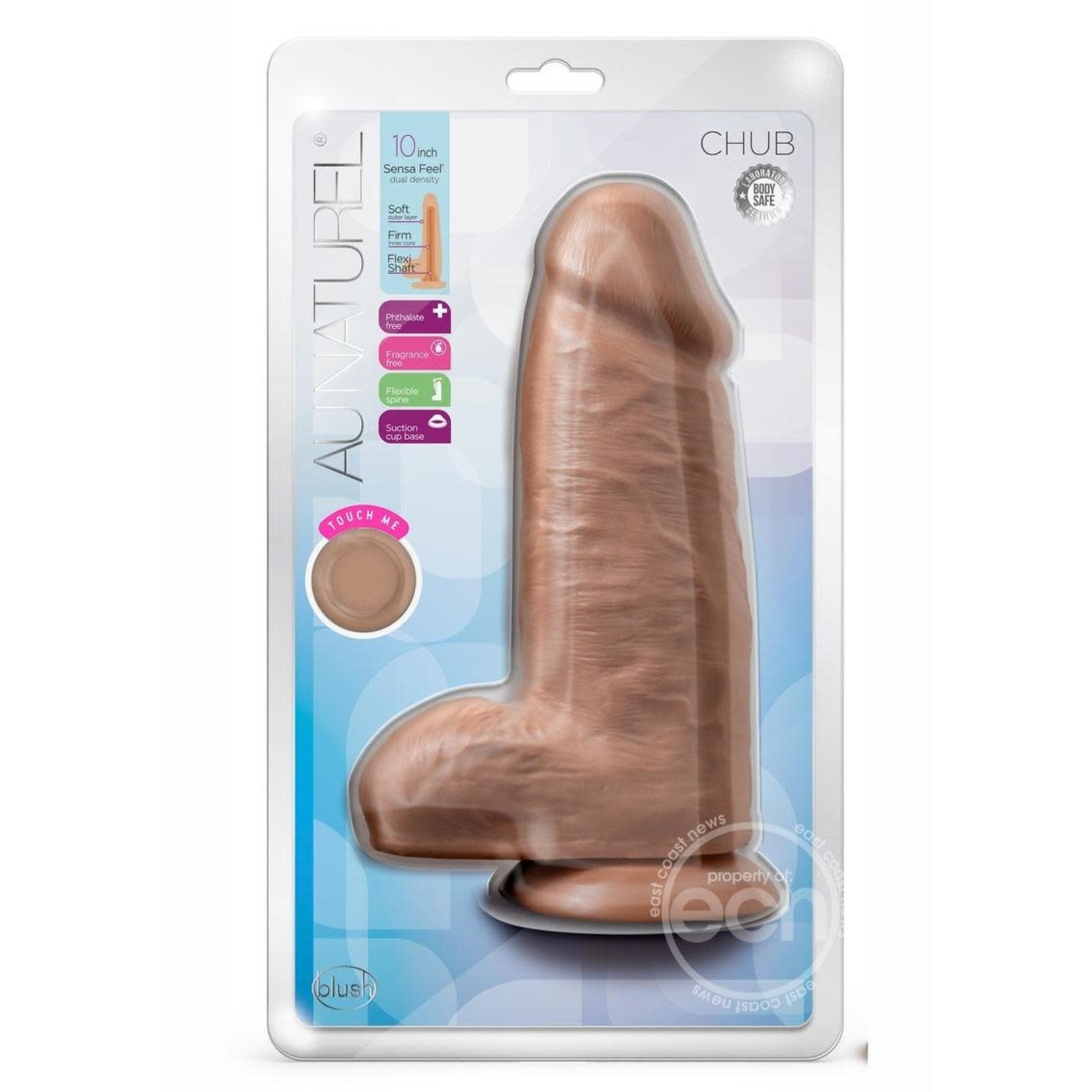 Au Naturel Chub Dildo with Suction Cup 10in - Mocha