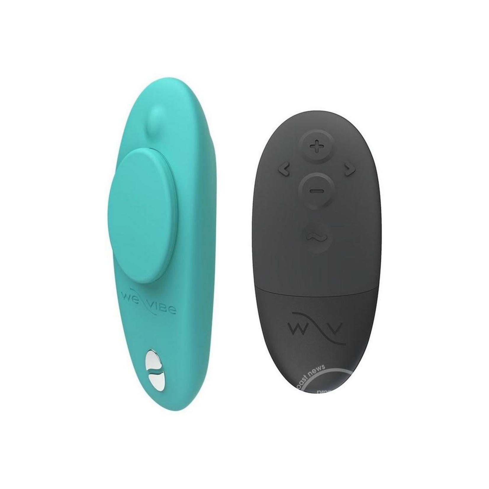 We-Vibe Moxie+ Wearable Rechargeable Silicone Panty Vibe Clitoral Stimulator with Remote - Aqua