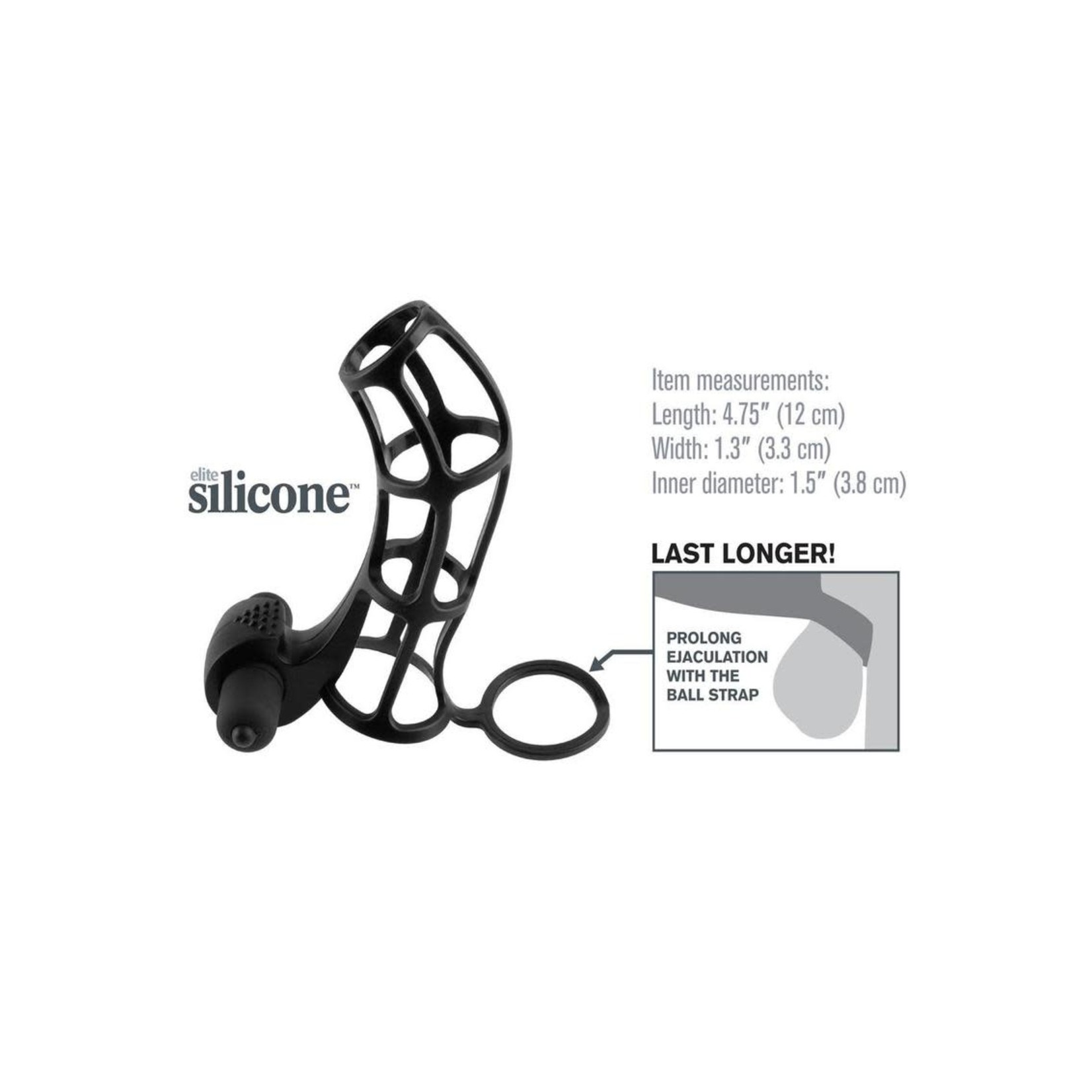 Fantasy Xtensions Silicone Deluxe Power Vibrating Cock Cage Black