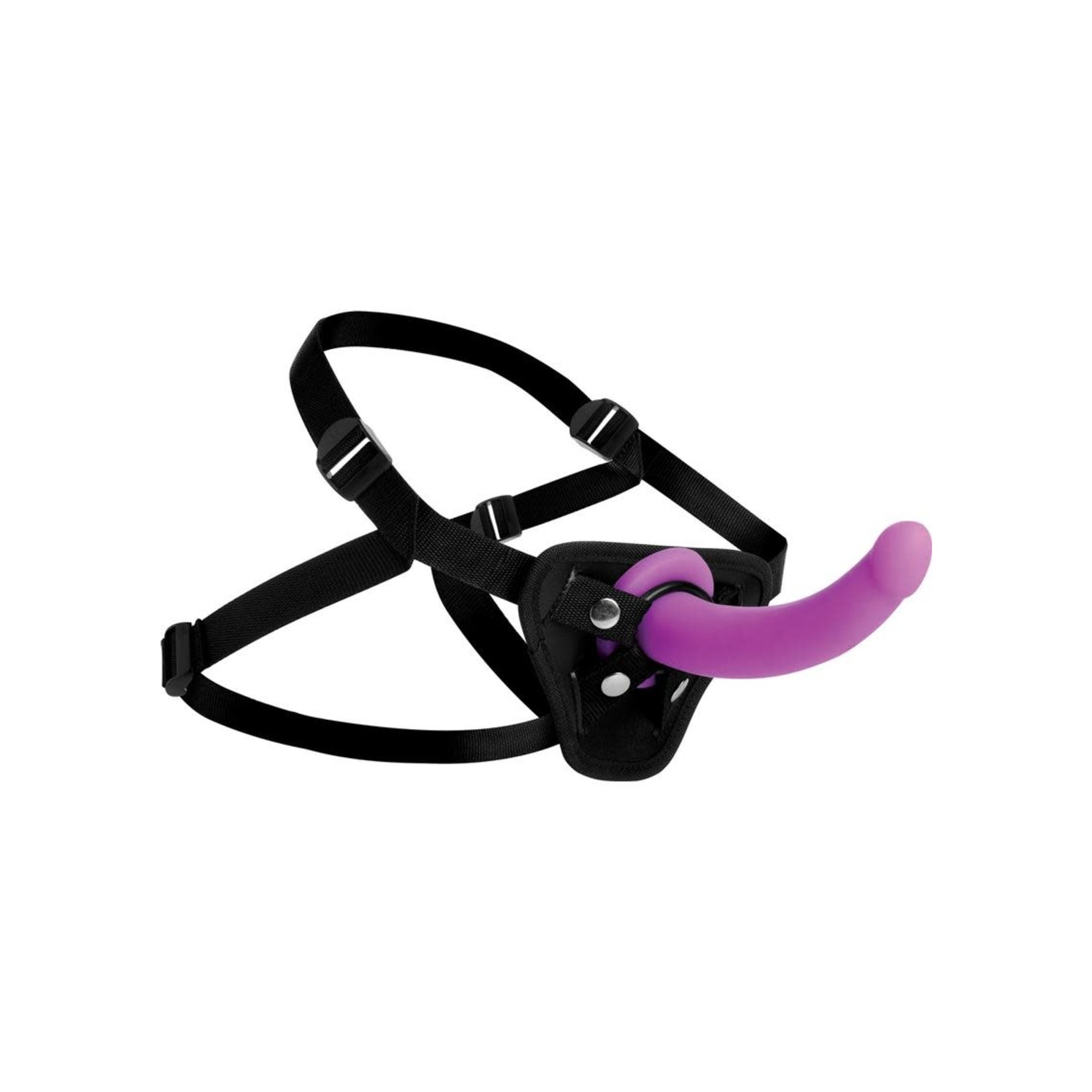 Strap U Navigator Silicone G-Spot 7in Dildo with Harness - Purple