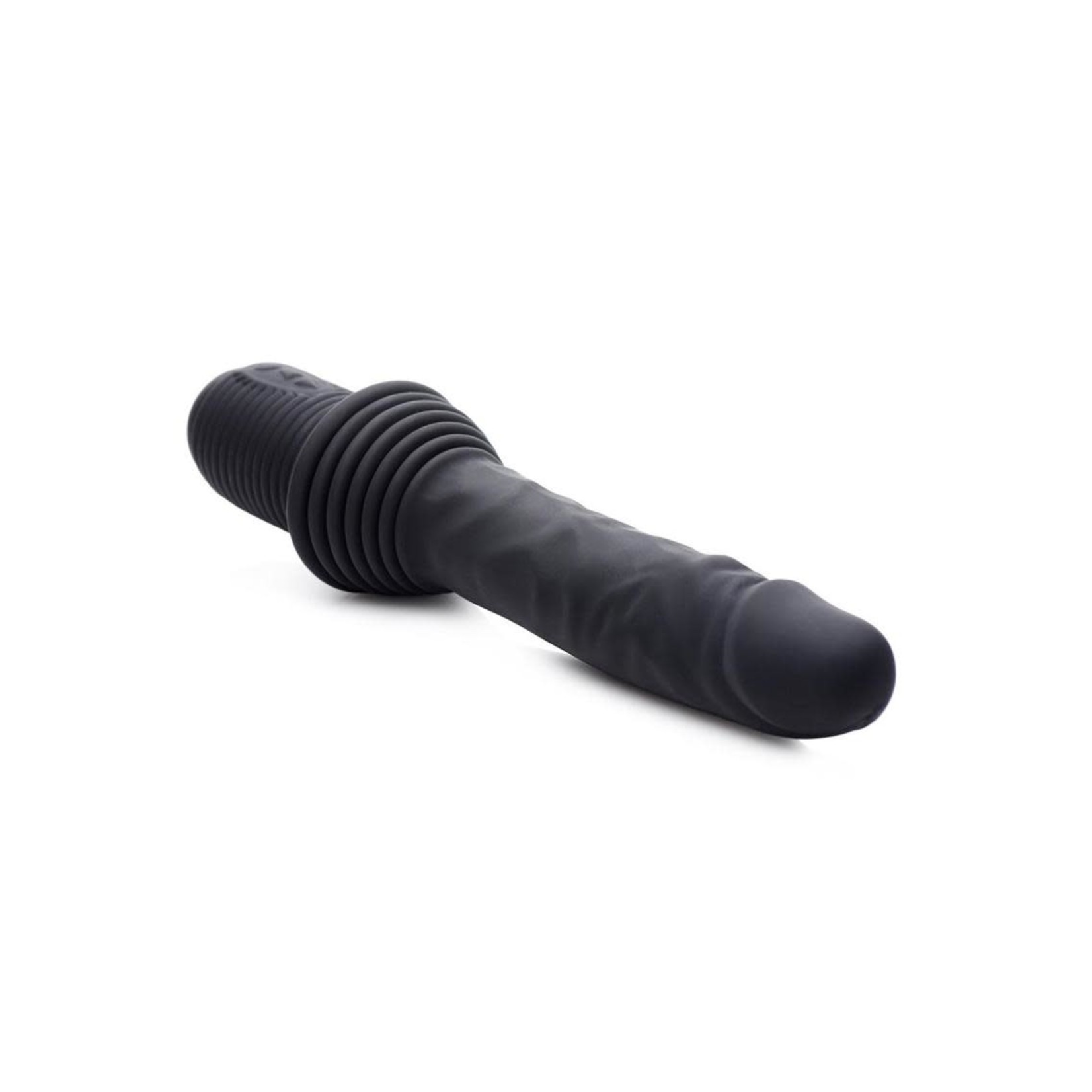 Master Series Vibrating & Thrusting Rechargeable Silicone Dildo - Black