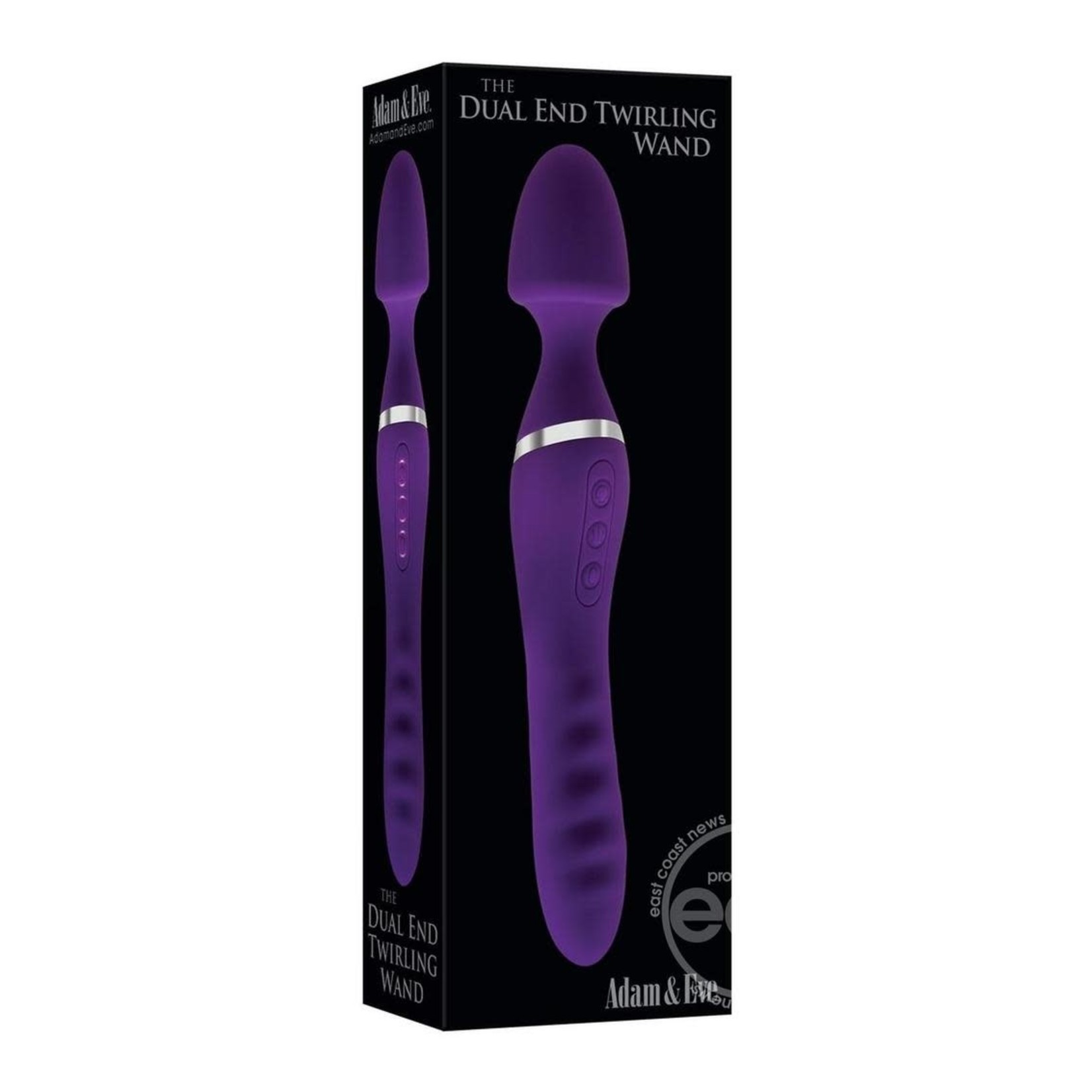 Adam & Eve The Dual End Twirling Wand Rechargeable Silicone Heating Vibrator - Purple
