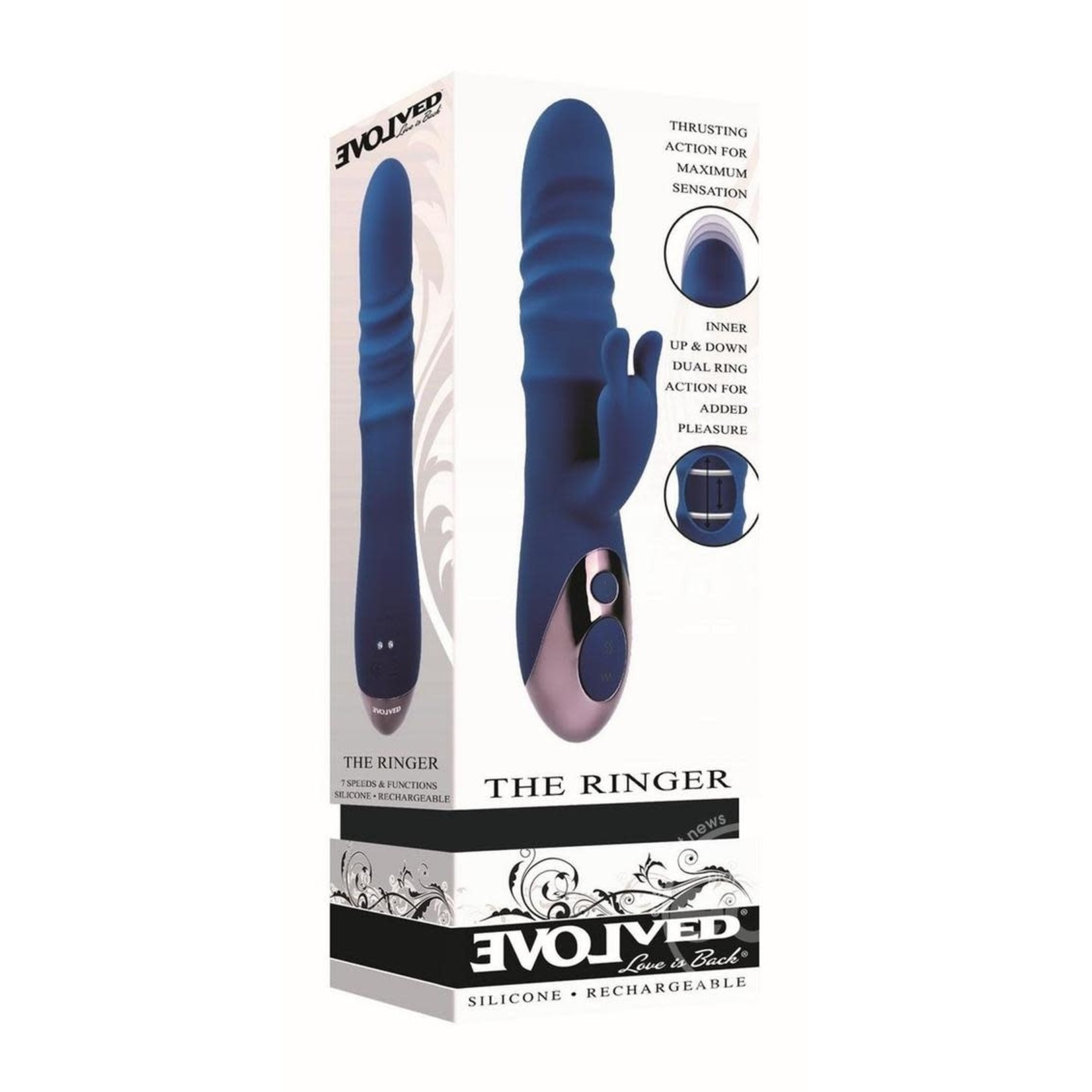 The Ringer Rechargeable Silicone Rabbit Vibrator - Blue