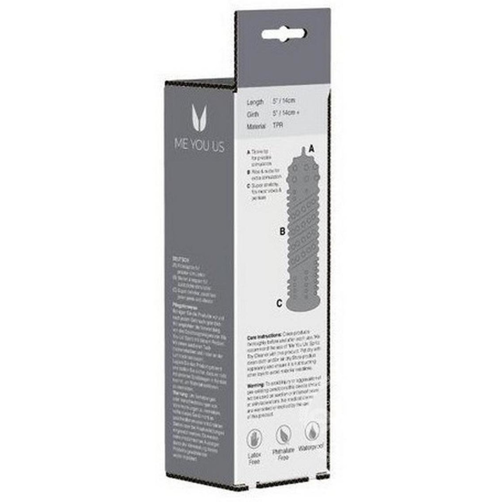 ME YOU US Orgasma Textured Penis or Vibrator Sleeve - Clear