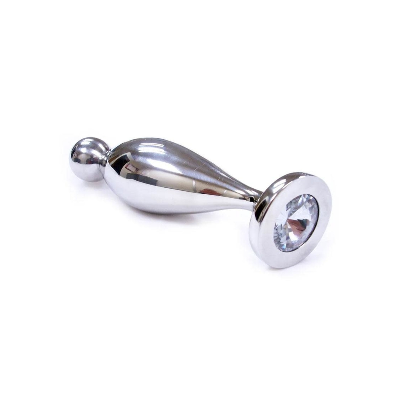 Rouge Fish Tail Stainless Steel Anal Plug Probe - Medium - Clear Jewel