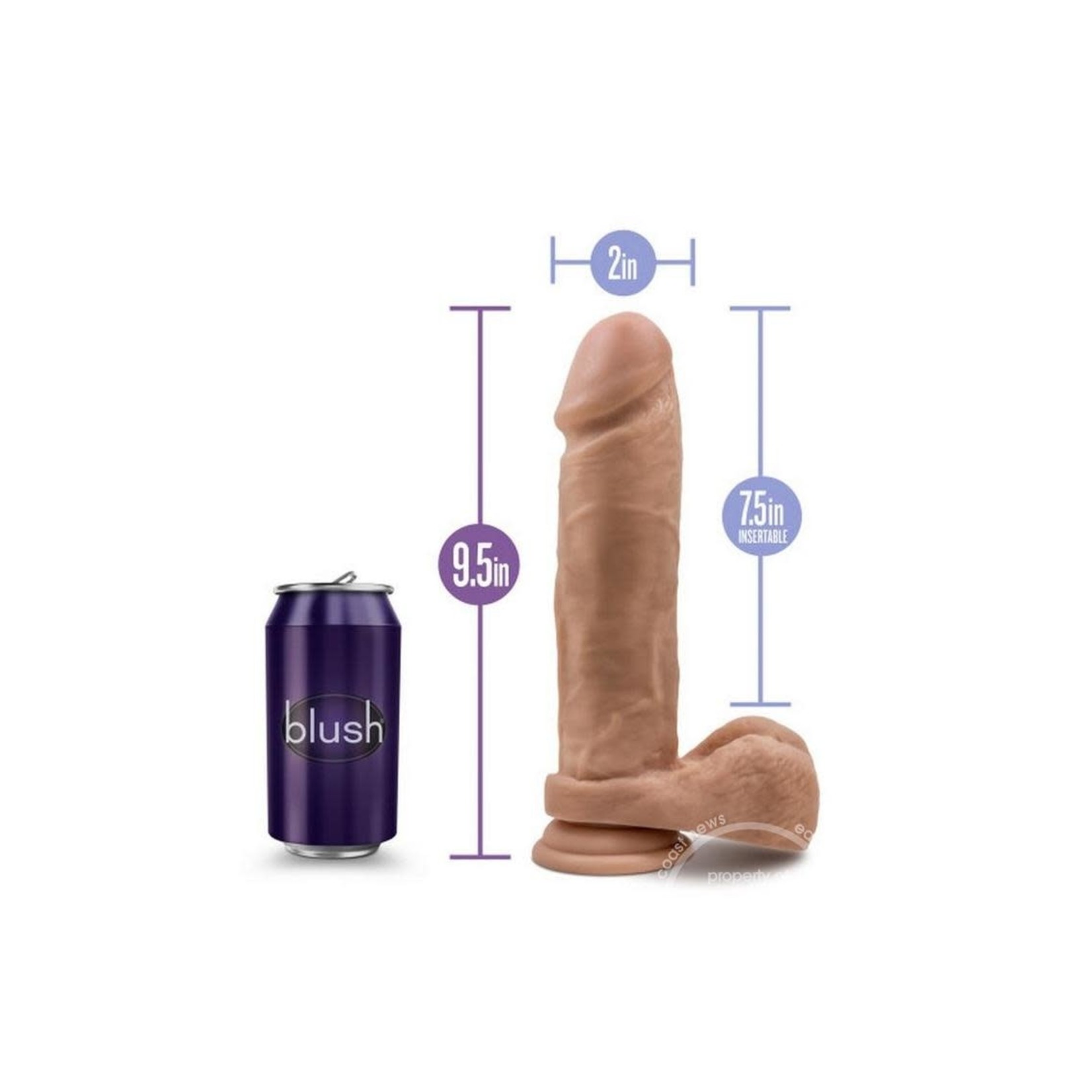 Au Naturel Dildo with Suction Cup-Mocha 9.5"