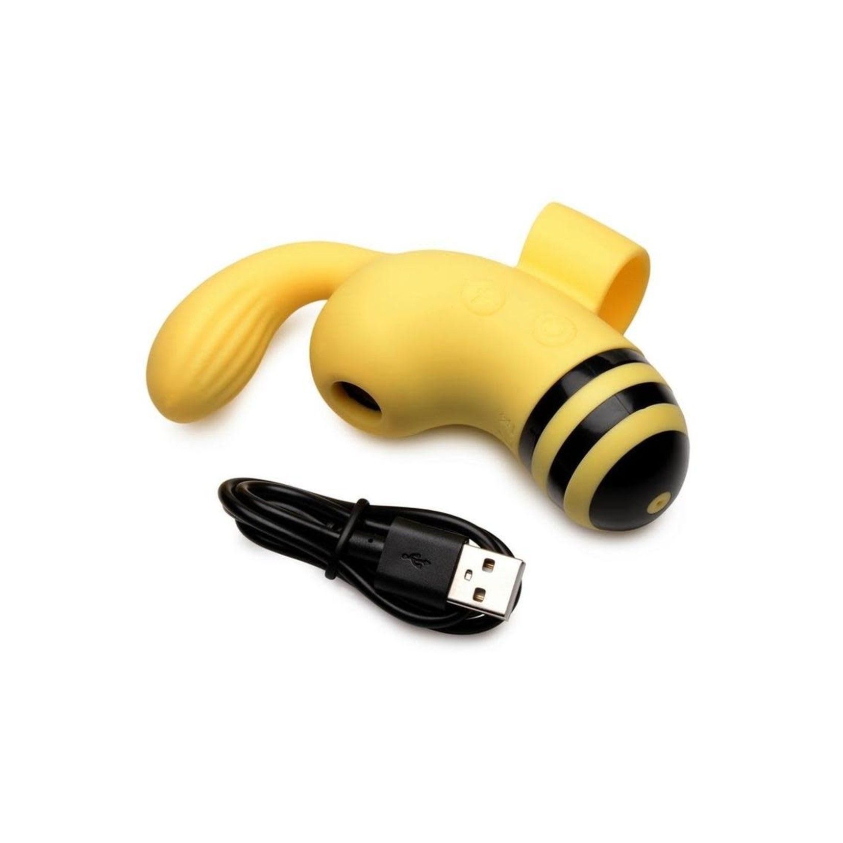 Shegasm Sucky Bee Rechargeable Silicone Clitroal Stimulating Finger Vibe - Black/Yellow