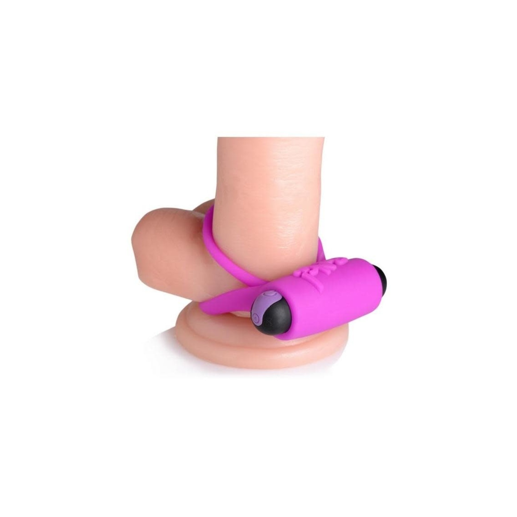 Bang! Silicone Rechargeable Cock Ring and Bullet with Remote Control - Purple