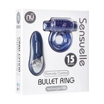 Nu Sensuelle Remote Control Bullet Ring Rechargeable Vibrating Cock Ring - Blue