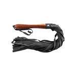 Rouge Wooden Handle Leather Flogger - Black