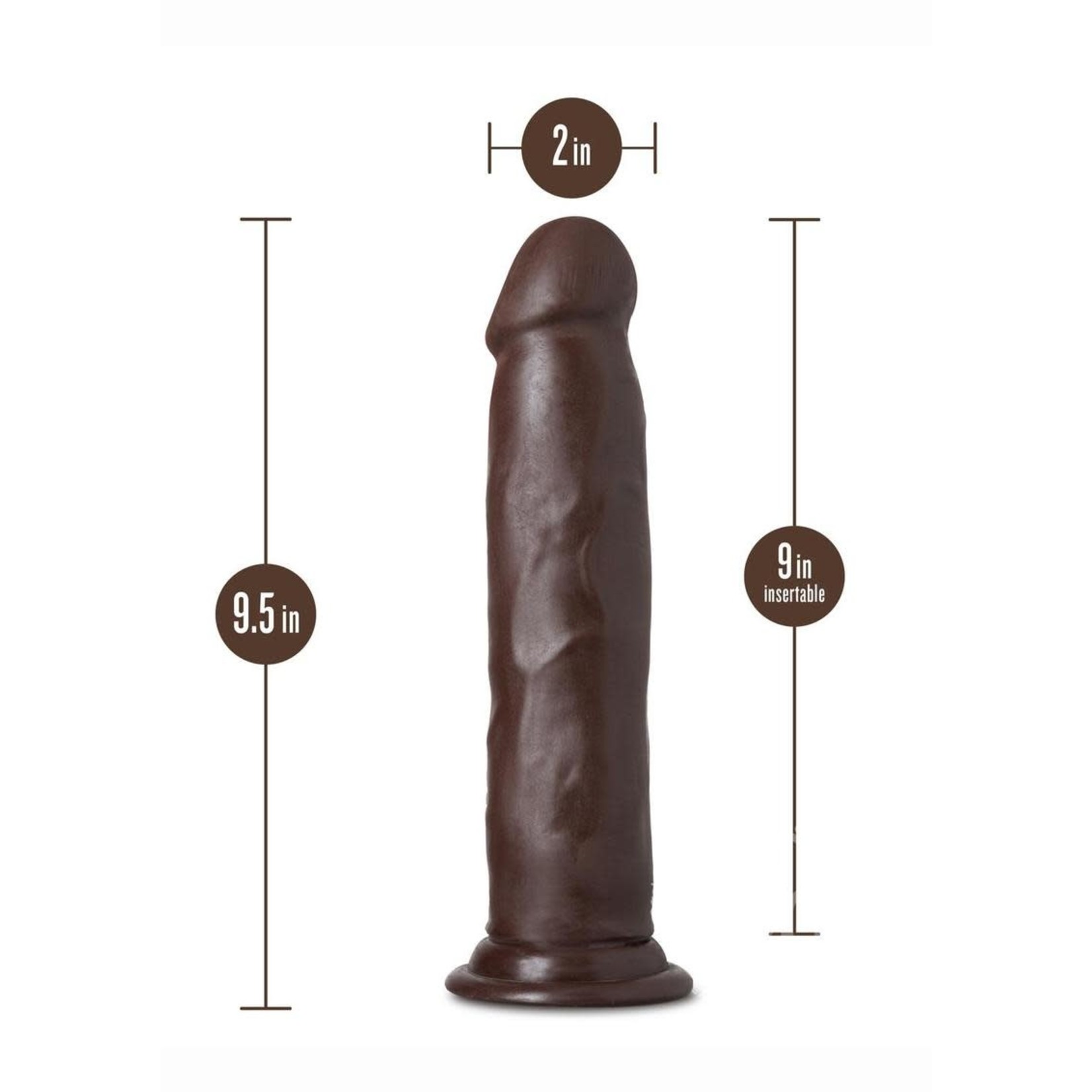 Au Naturel Jackson Dildo with Suction Cup 9in - Chocolate