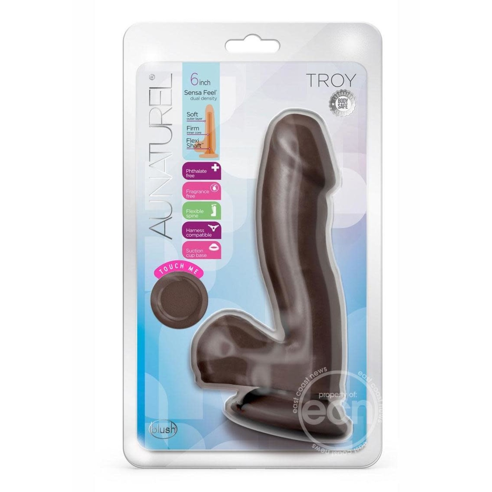 Au Naturel Troy Dildo 6in - Chocolate