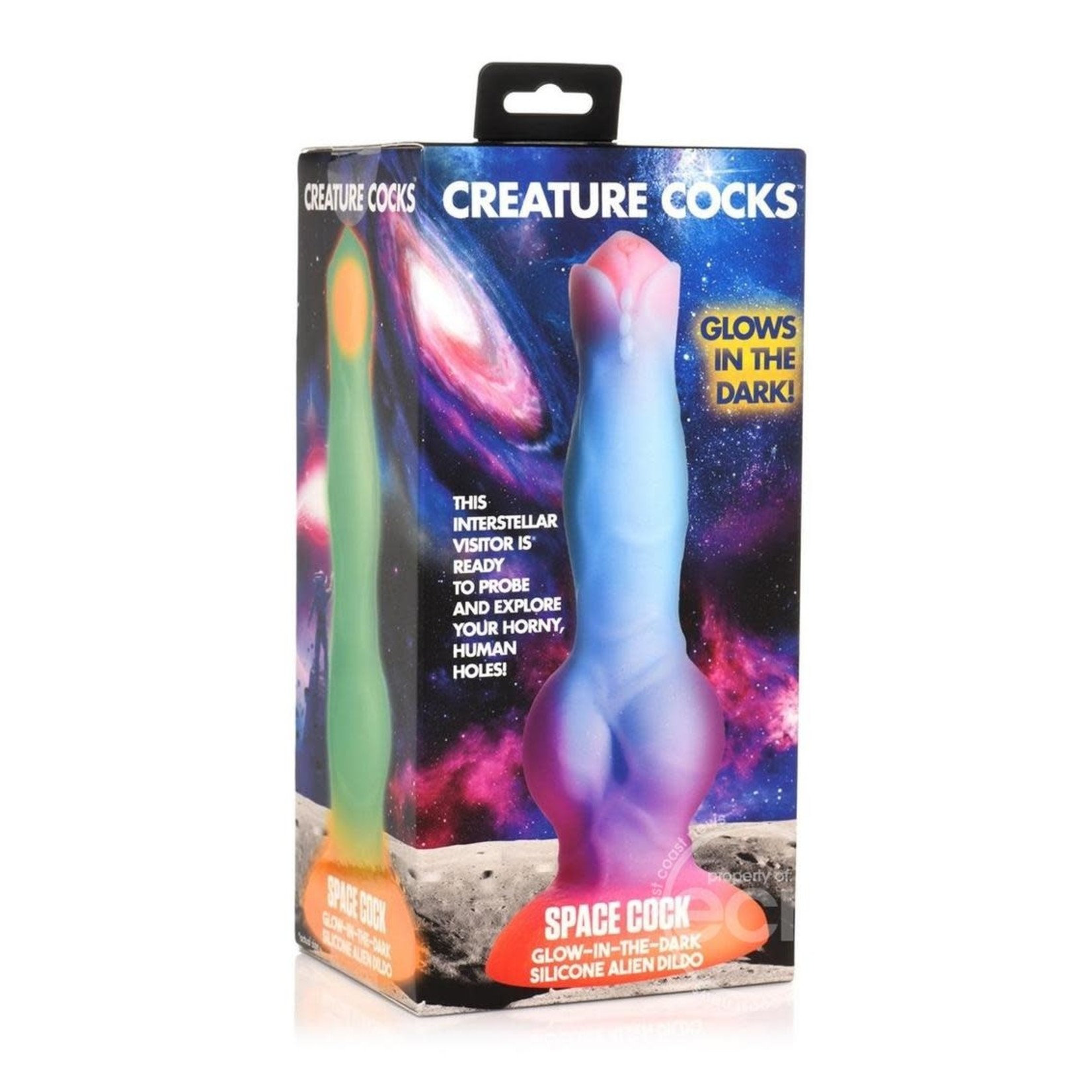 Creature Cocks Space Cock Glow in The Dark Silicone Alien Dildo - Orange/Purple/Blue