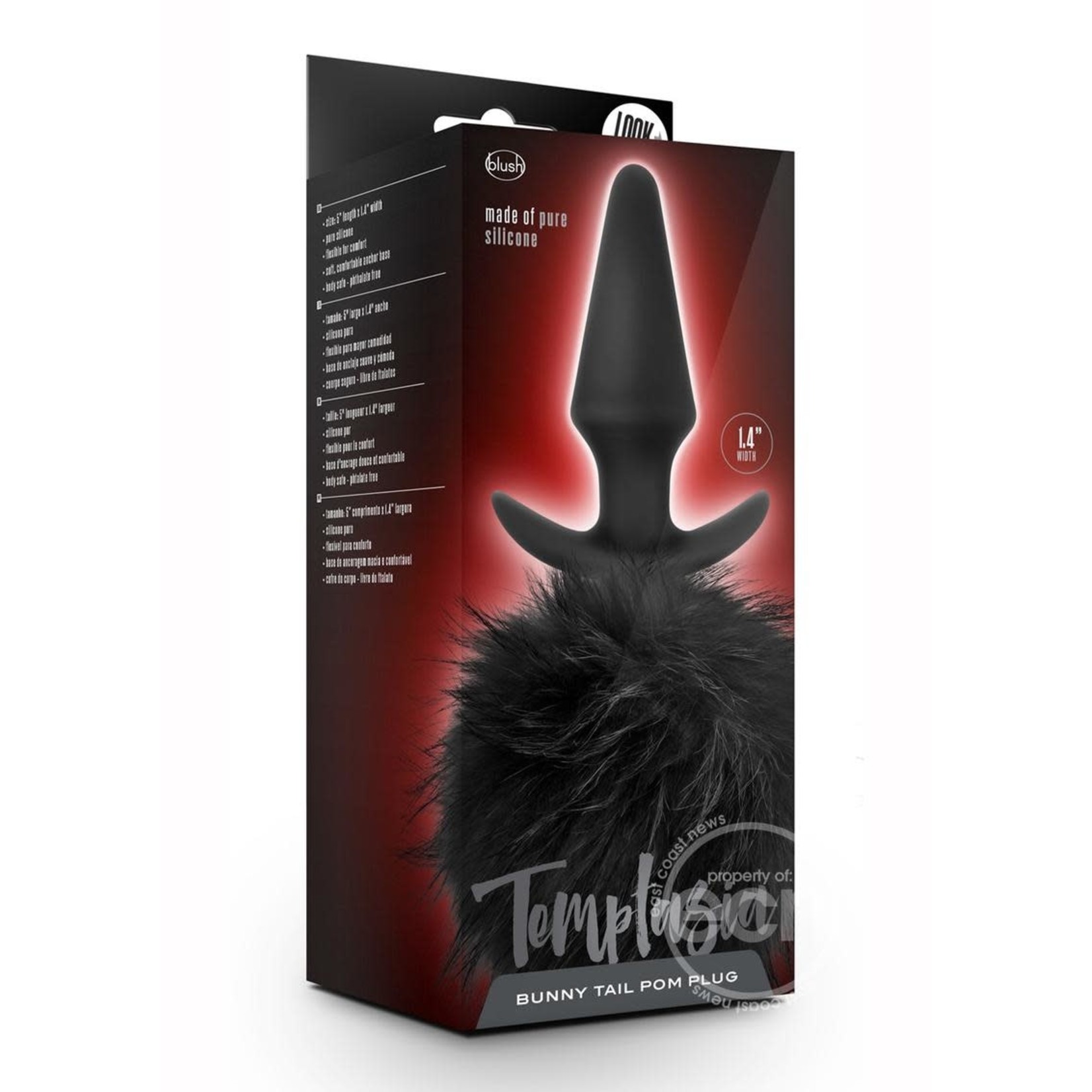 Temptasia Bunny Tail Pom Silicone Butt Plug - Black