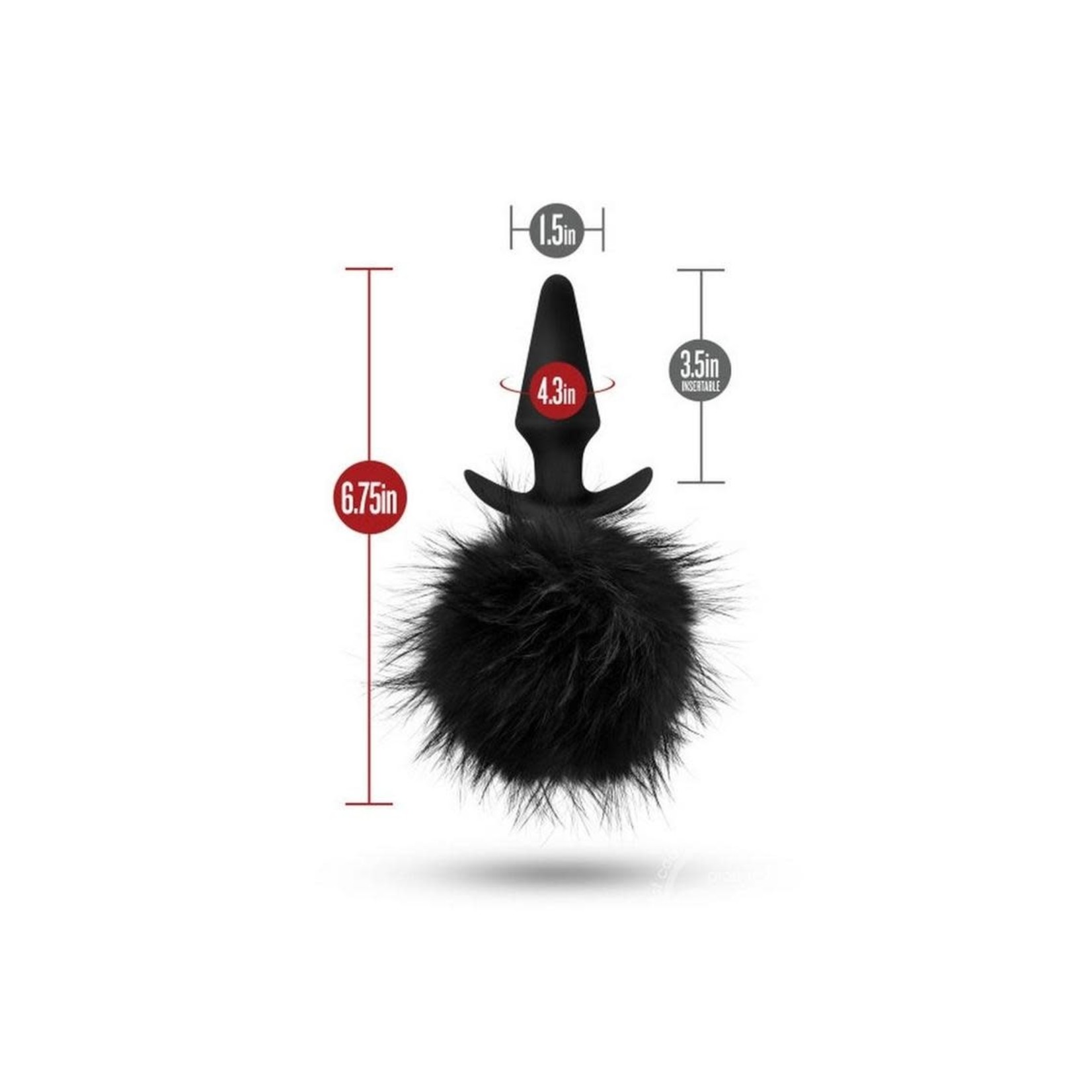 Temptasia Bunny Tail Pom Silicone Butt Plug - Black