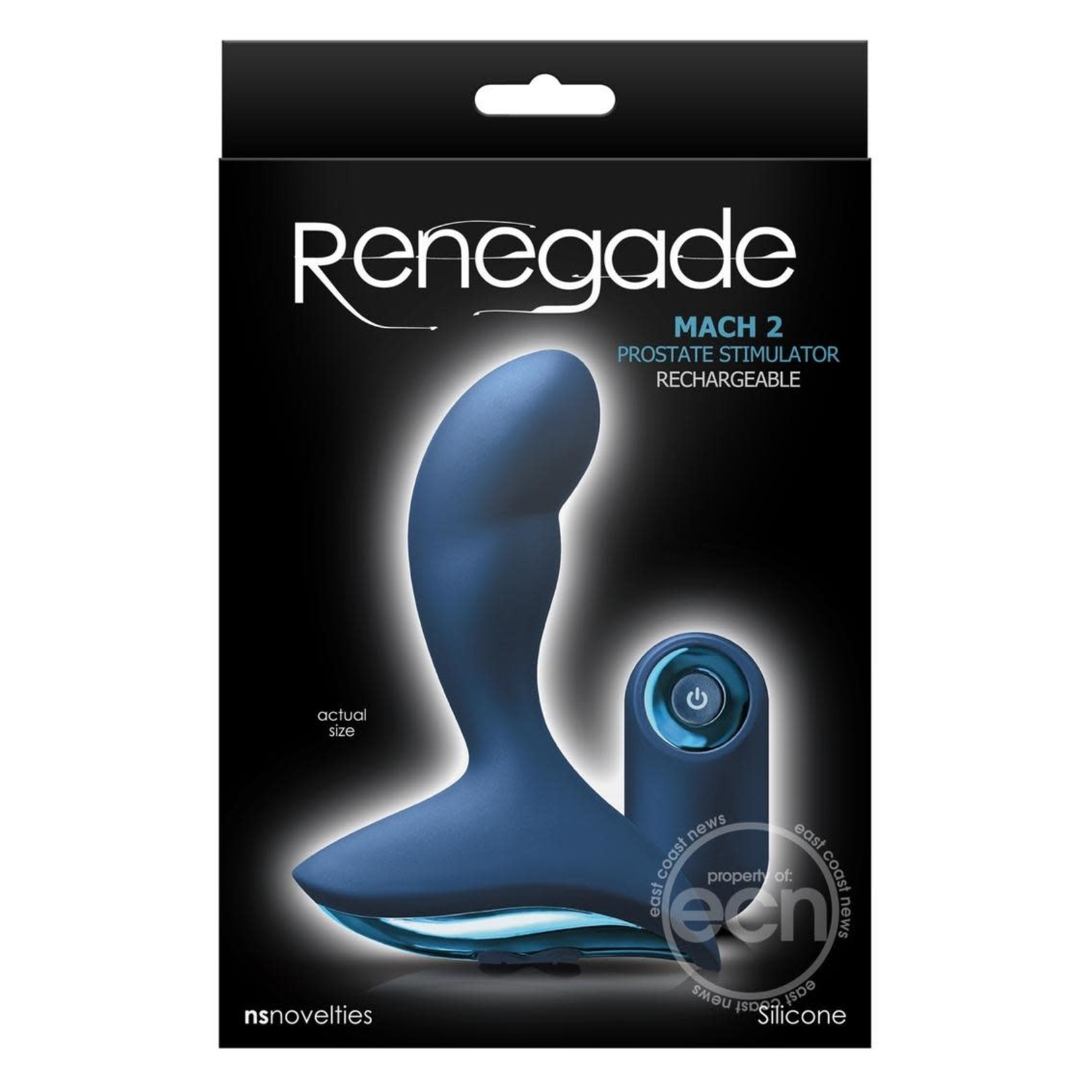 Renegade Mach 2 Rechargeable Silicone Vibrating Prostate Stimulator With Remote Control - Blue