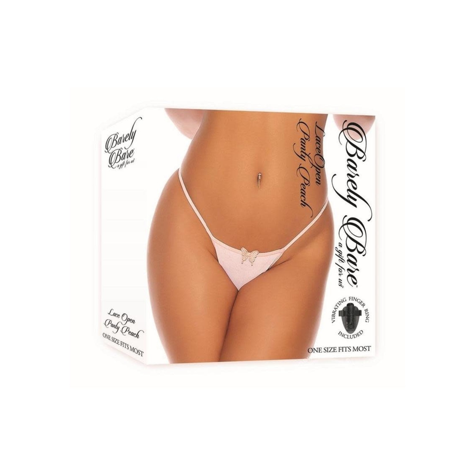 Barely Bare Lace Open Panty - O/S - Peach