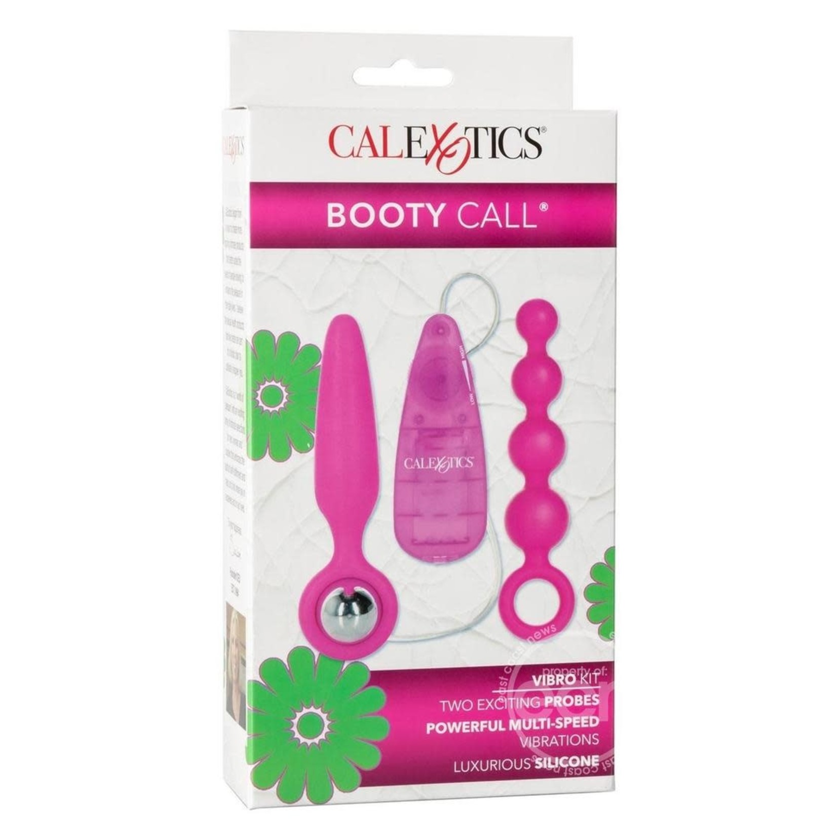 Booty Call Booty Vibro Kit Silicone Wired Remote Control Anal Probes Pink 2 Each