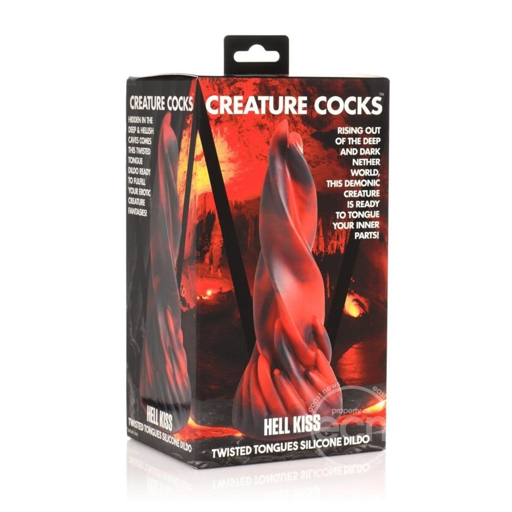 Creature Cocks Hell Kiss Twisted Tongues Silicone Dildo - Red/Black