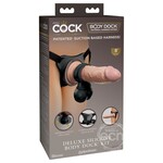 King Cock Deluxe Silicone Body Dock Strap-on Kit With Swinging Crown Jewels and Dildo 8in - Vanilla/Black
