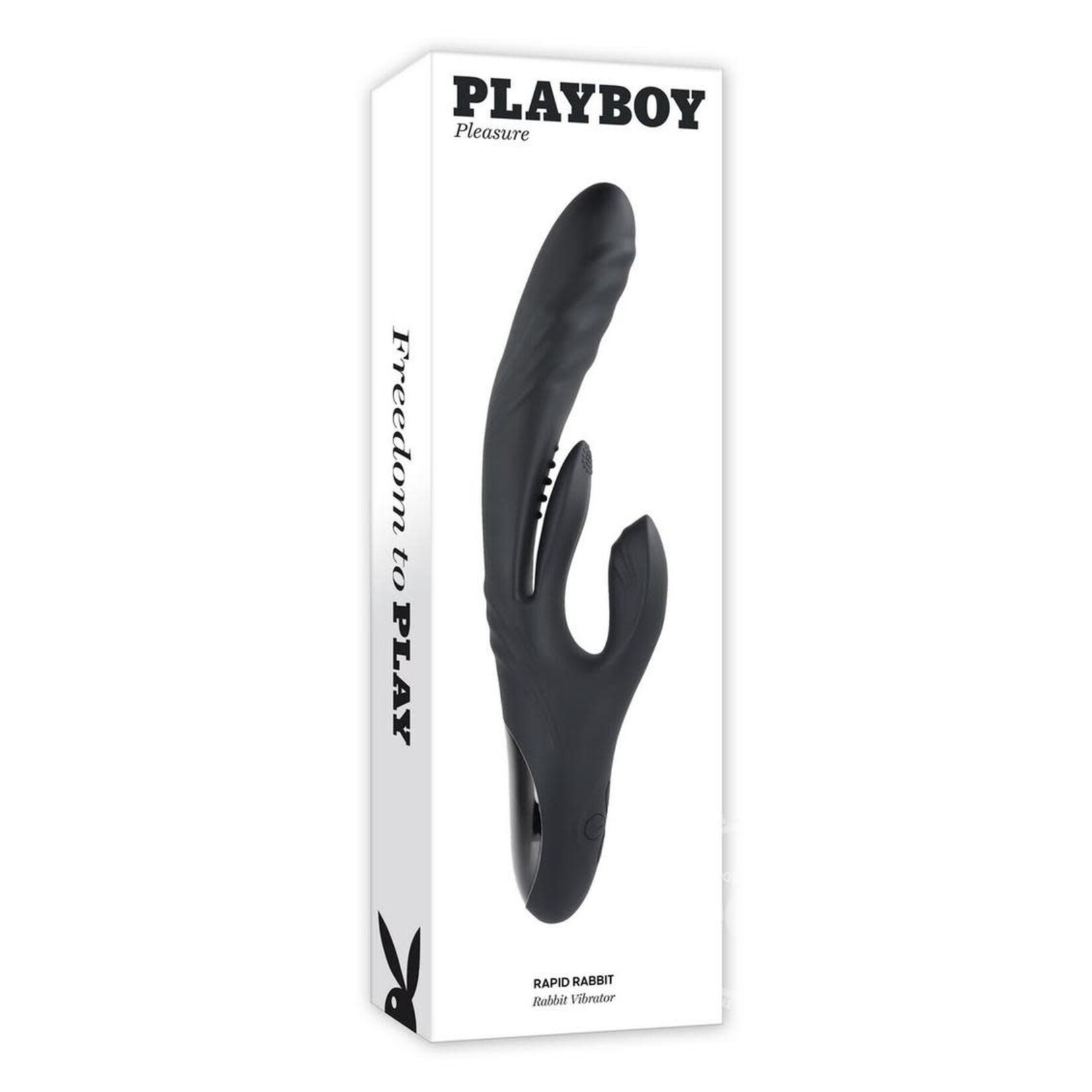 Playboy Rapid Rabbit Rechargeable Silicone Vibrator - Black
