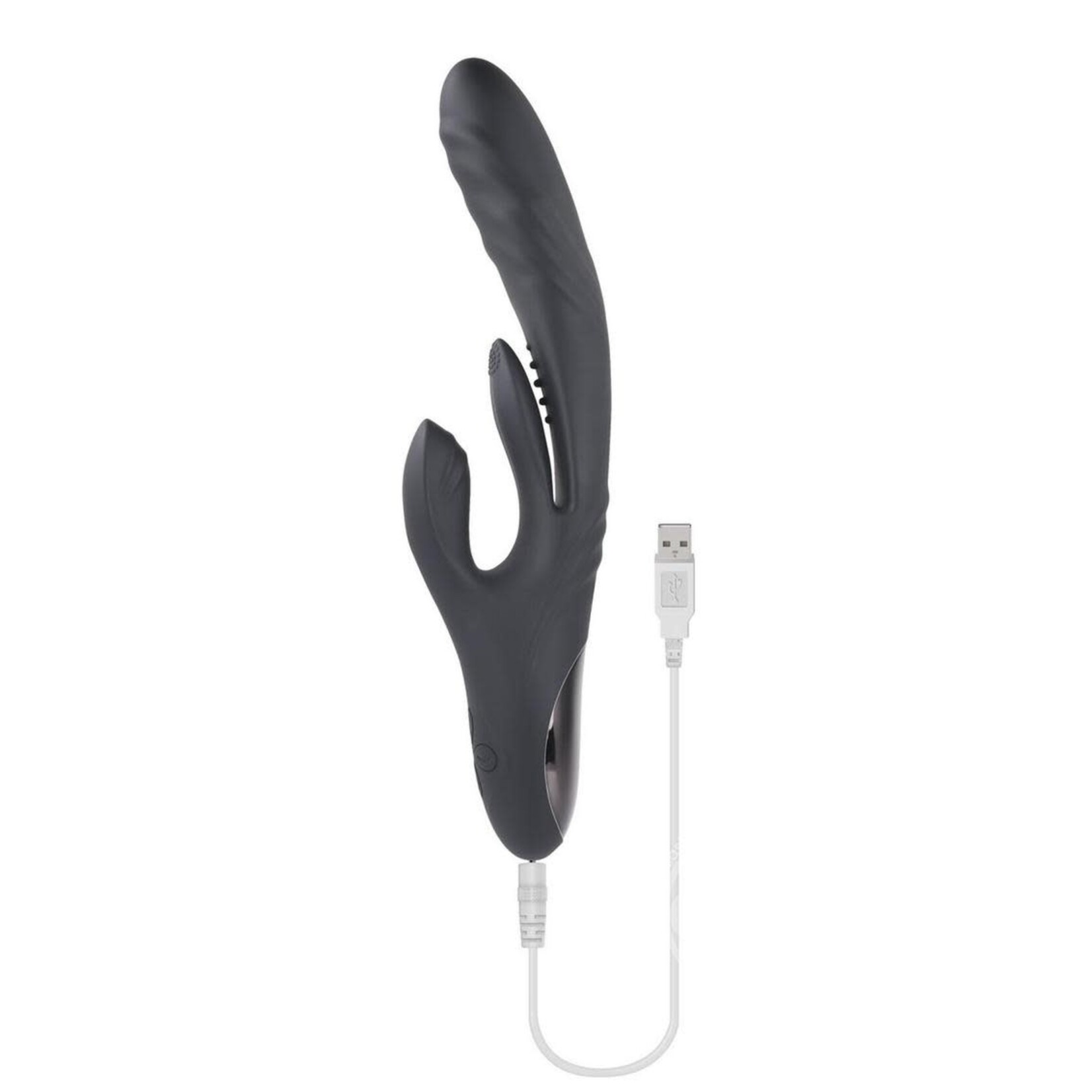 Playboy Rapid Rabbit Rechargeable Silicone Vibrator - Black