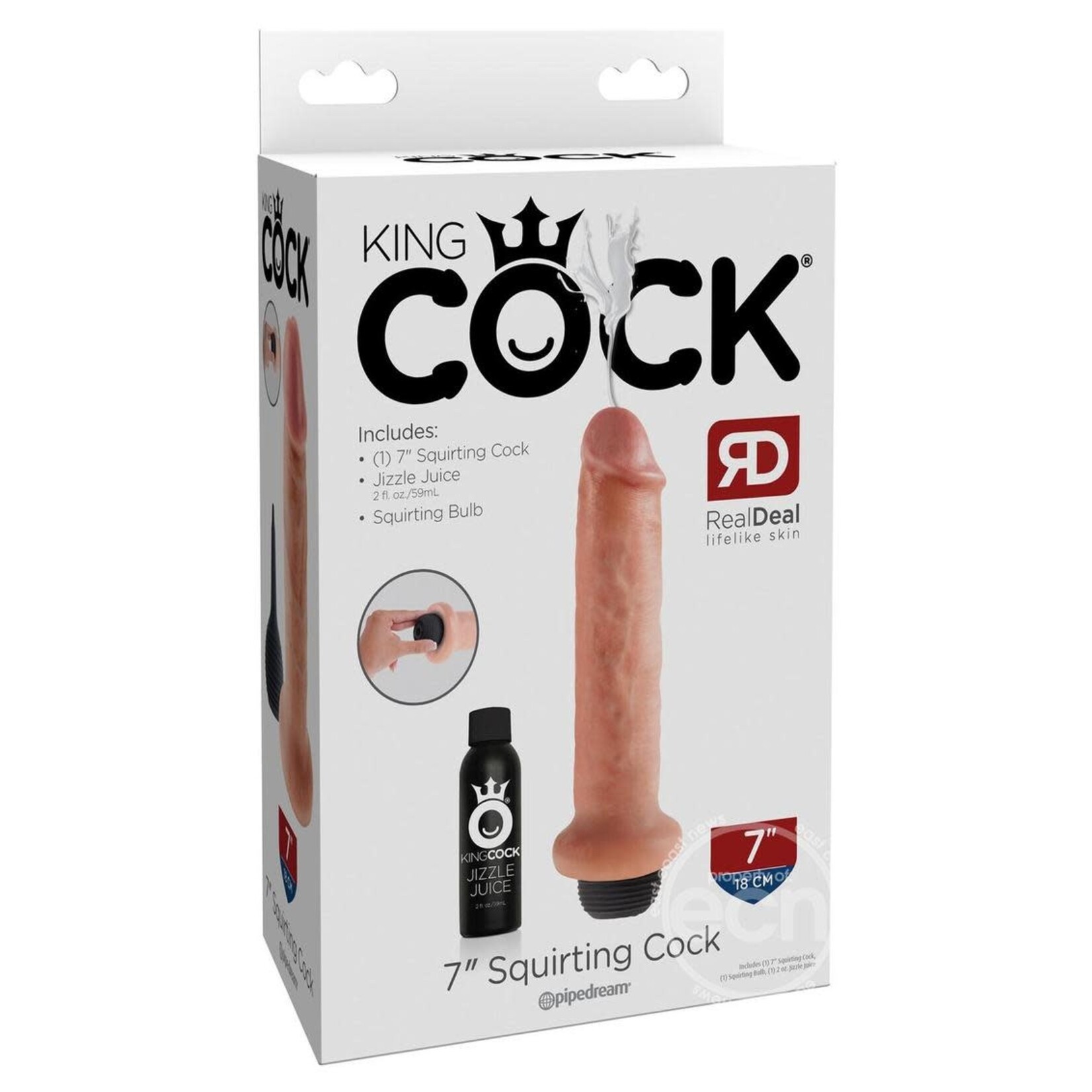 King Cock Squirting Dildo 7in - Vanilla