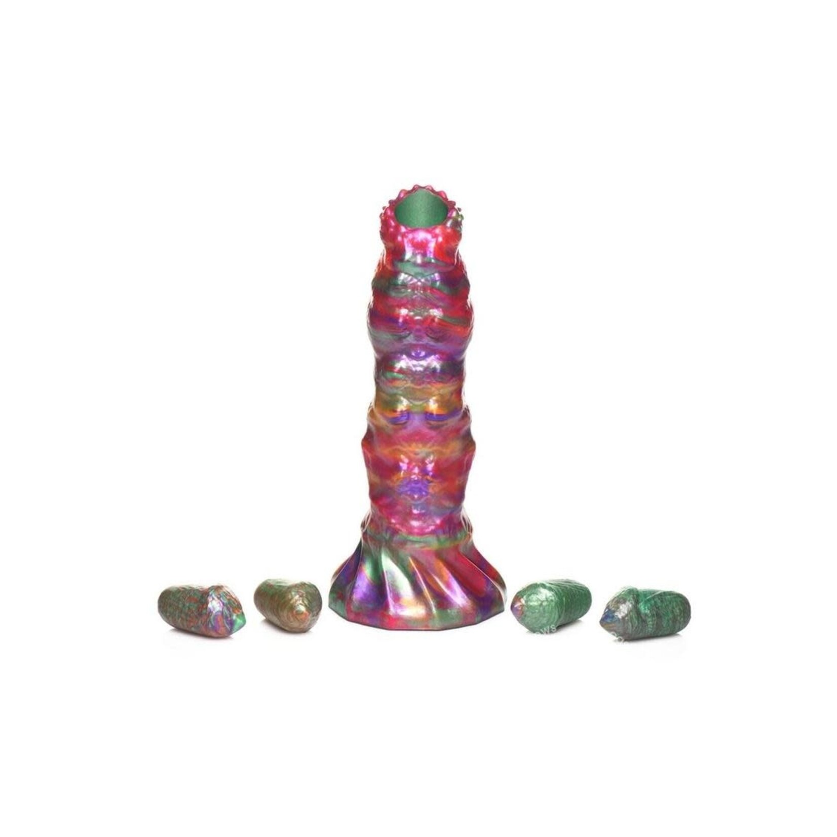 Creature Cocks Larva Silicone Ovipositor Dildo with Eggs - Multicolor