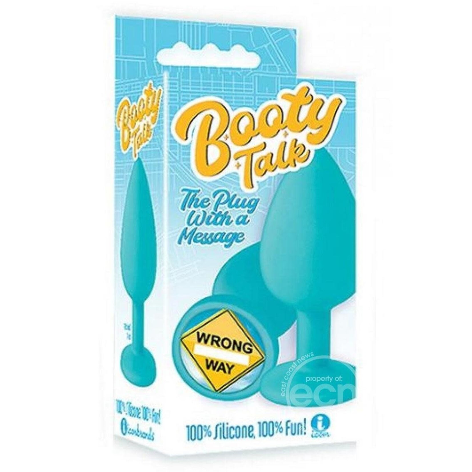 The 9's - Booty Talk Silicone Butt Plug Wrong Way - Blue/Yellow