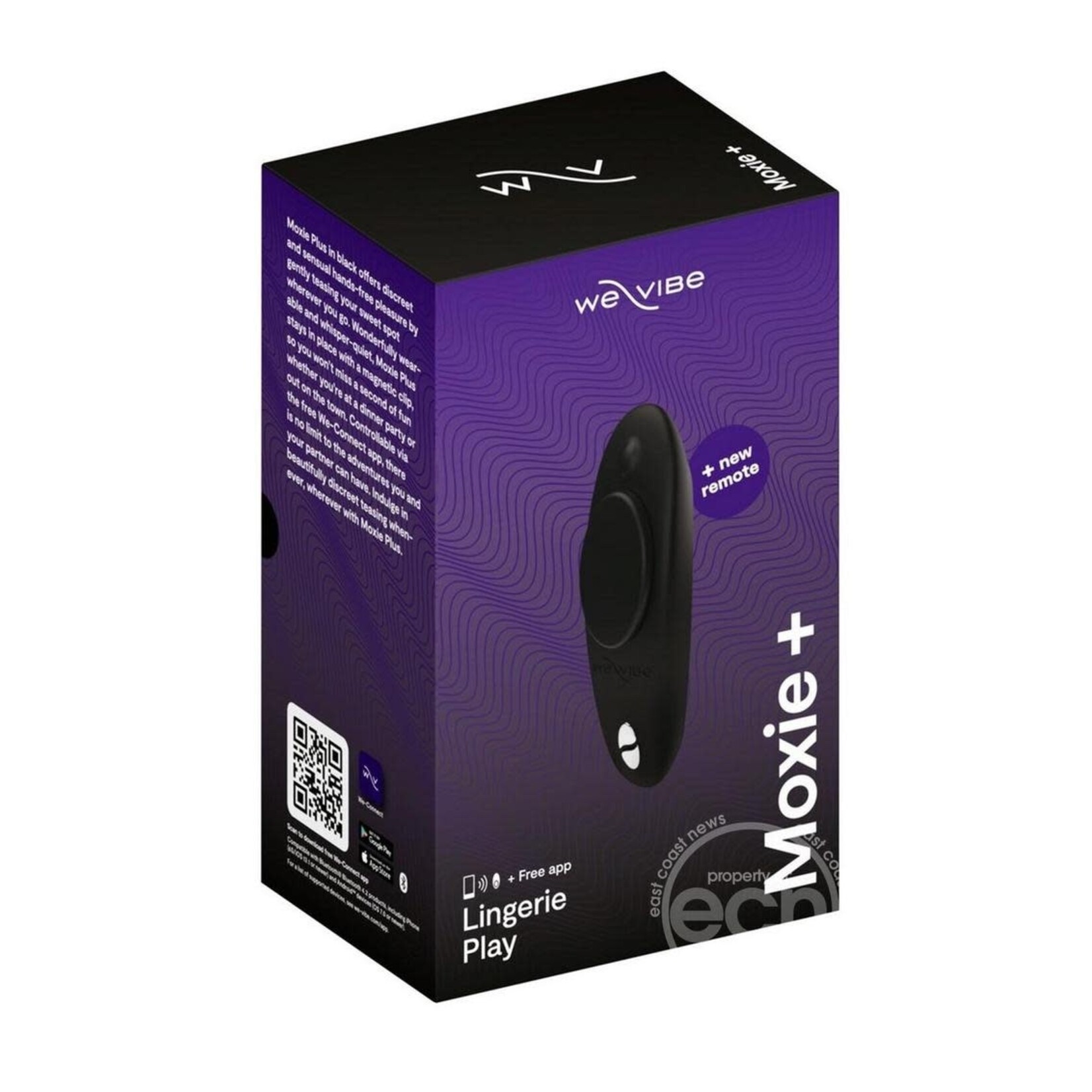 We-Vibe Moxie+ Wearable Rechargeable Silicone Panty Vibe Clitoral Stimulator with Remote - Black