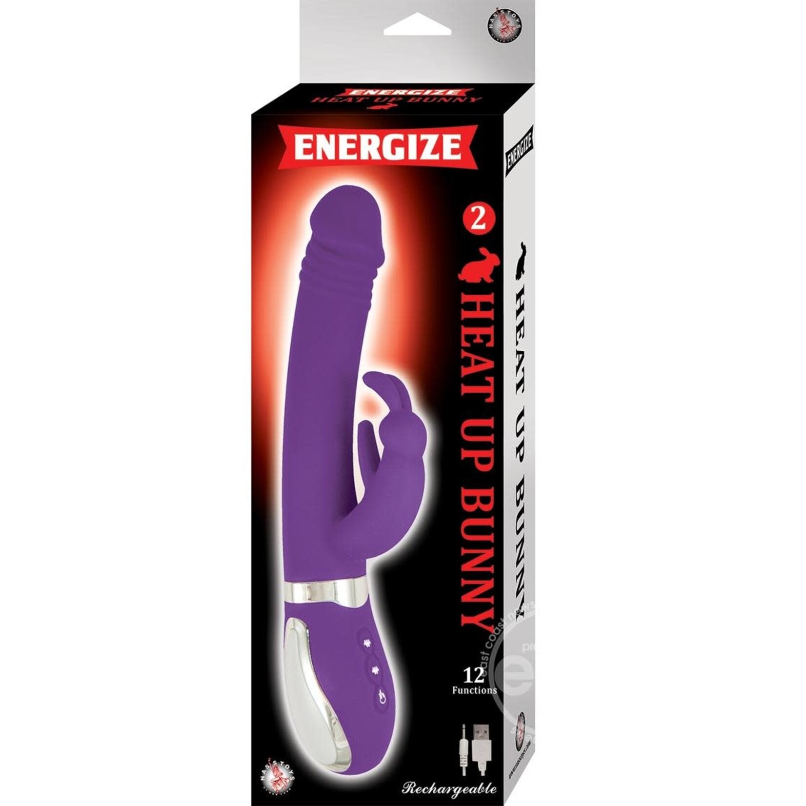 Energize Heat Up Bunny 2 Rechargeable Silicone Warming Vibrator - Purple