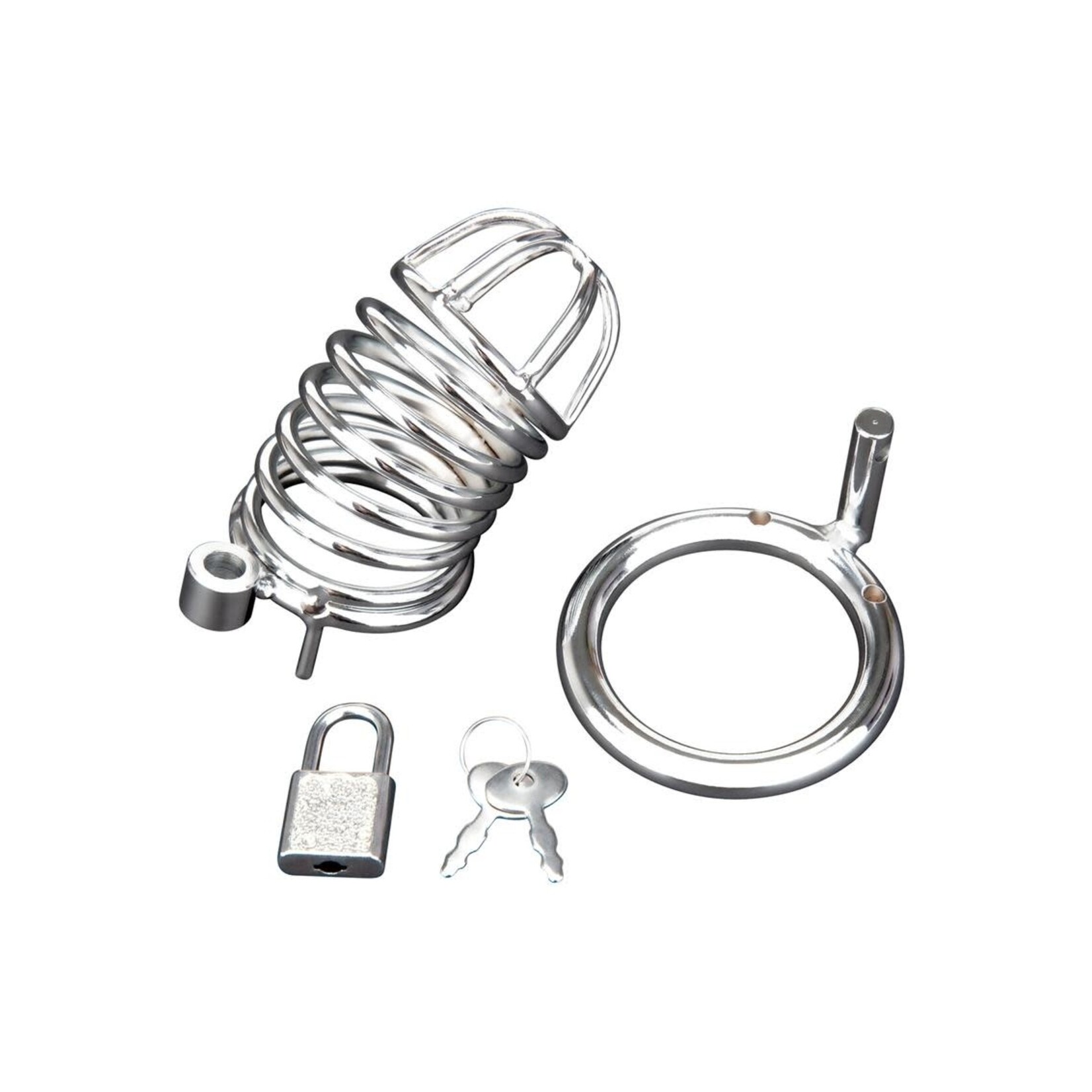 Blue Line Deluxe Chastity Cage - Silver