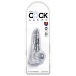 King Cock Dildo with Balls 4in - Clear