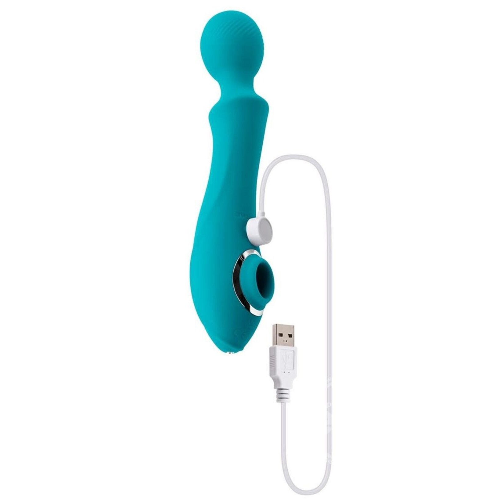 Wanderful Sucker Rechargeable Silicone Bodywand and Clitoral Stimulator - Teal