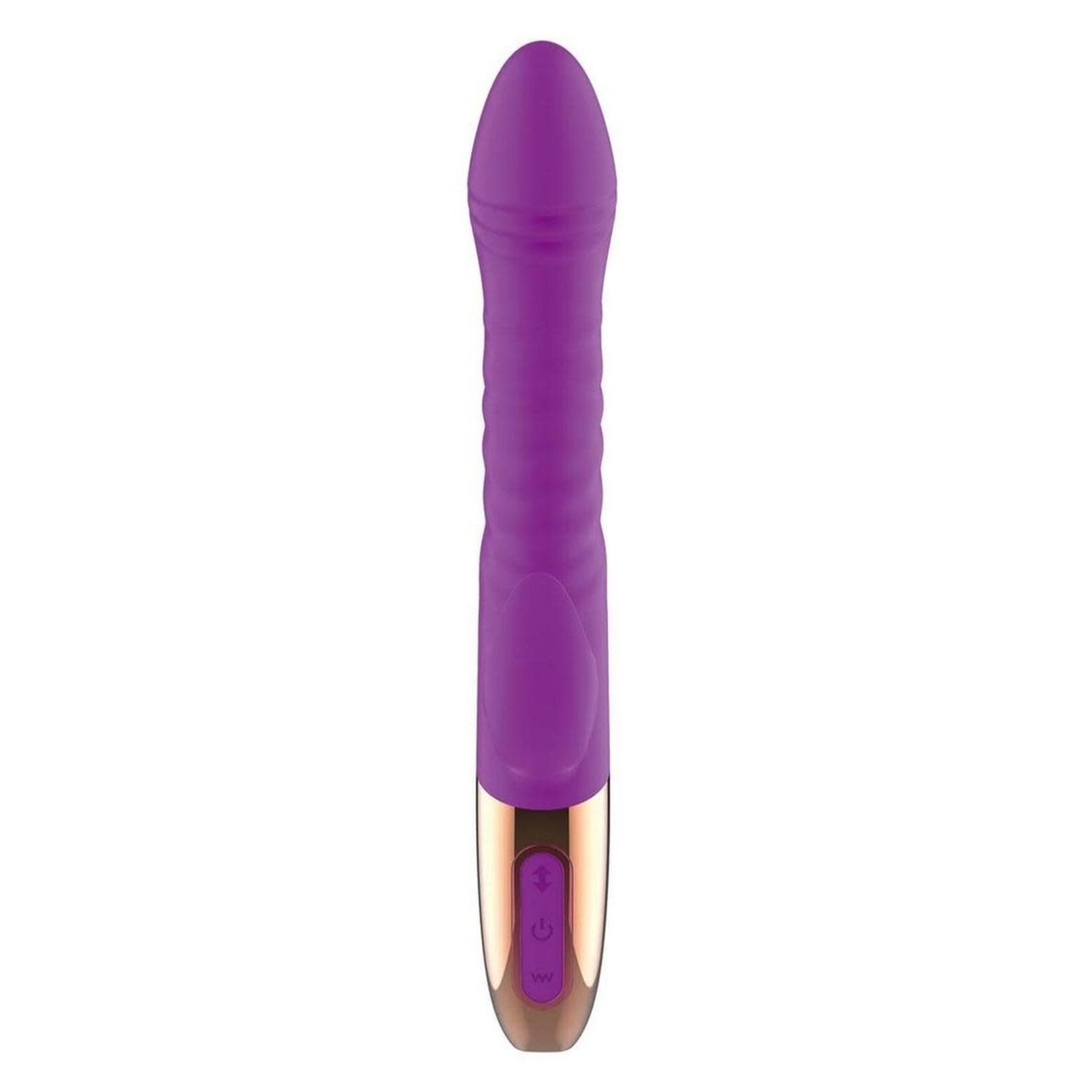 Goddess Thrusting Delight Rechargeable Silicone Dual Stimulating Vibrator - Purple