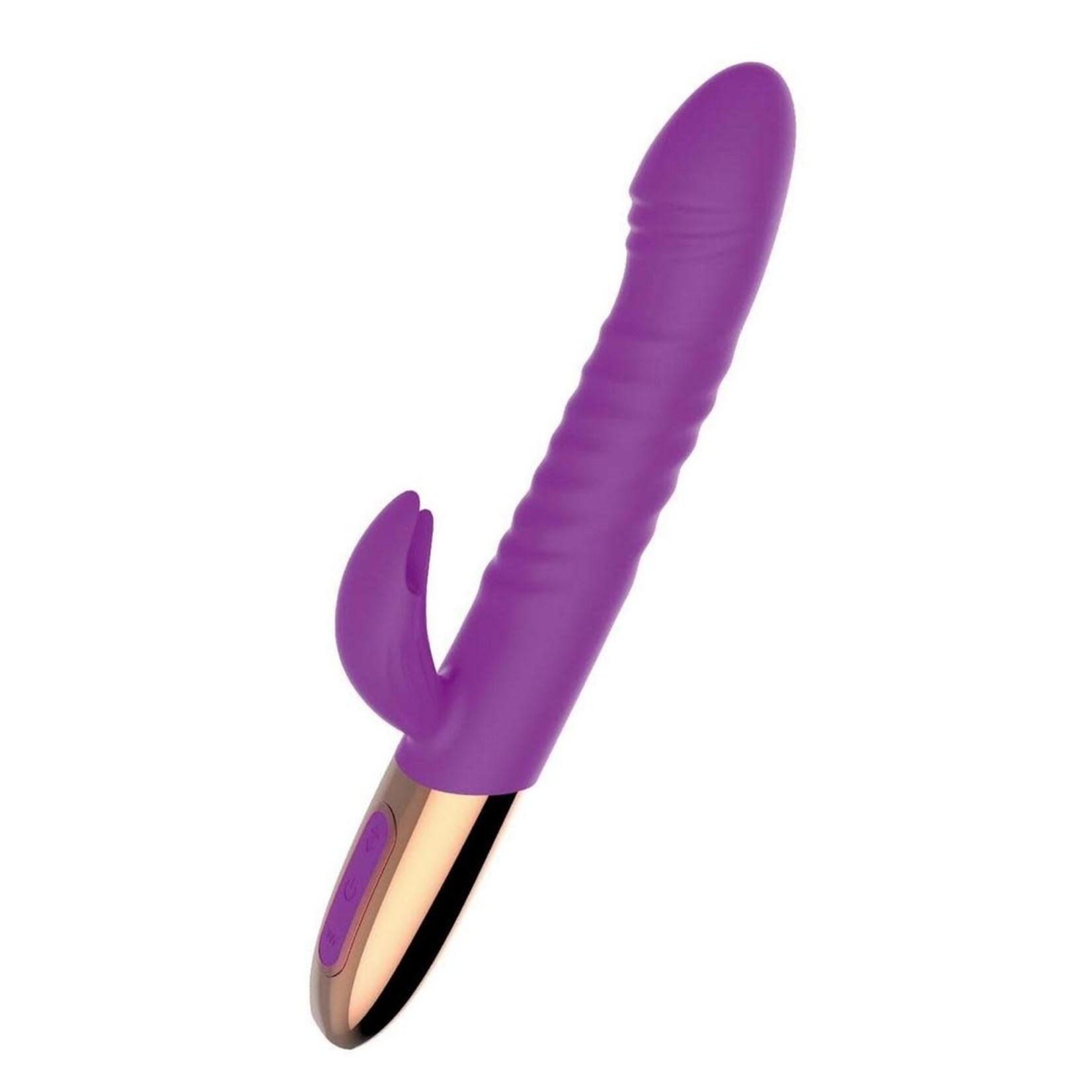 Goddess Thrusting Delight Rechargeable Silicone Dual Stimulating Vibrator - Purple