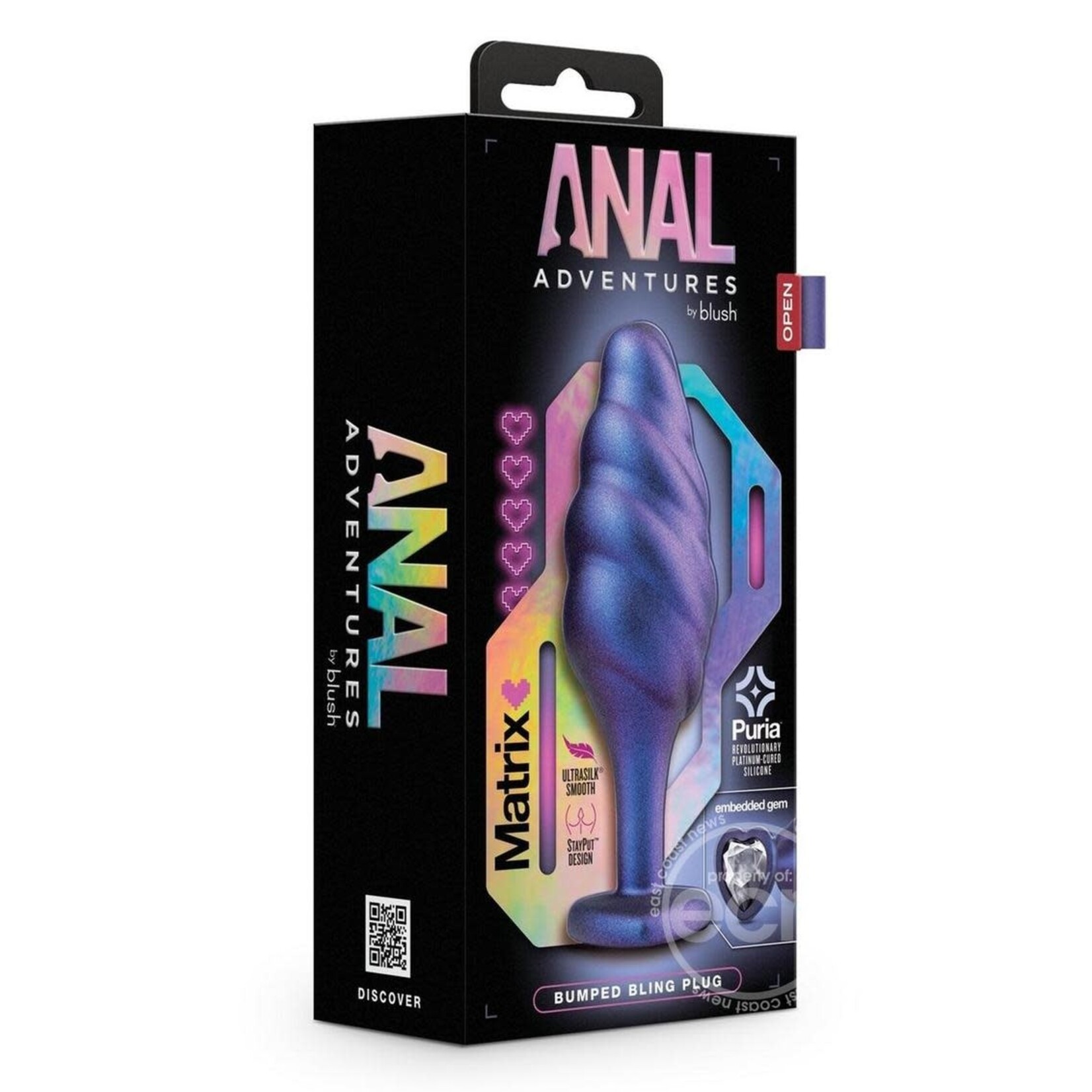 Anal Adventuers Matrix Bumped Bling Silicone Plug - Sapphire