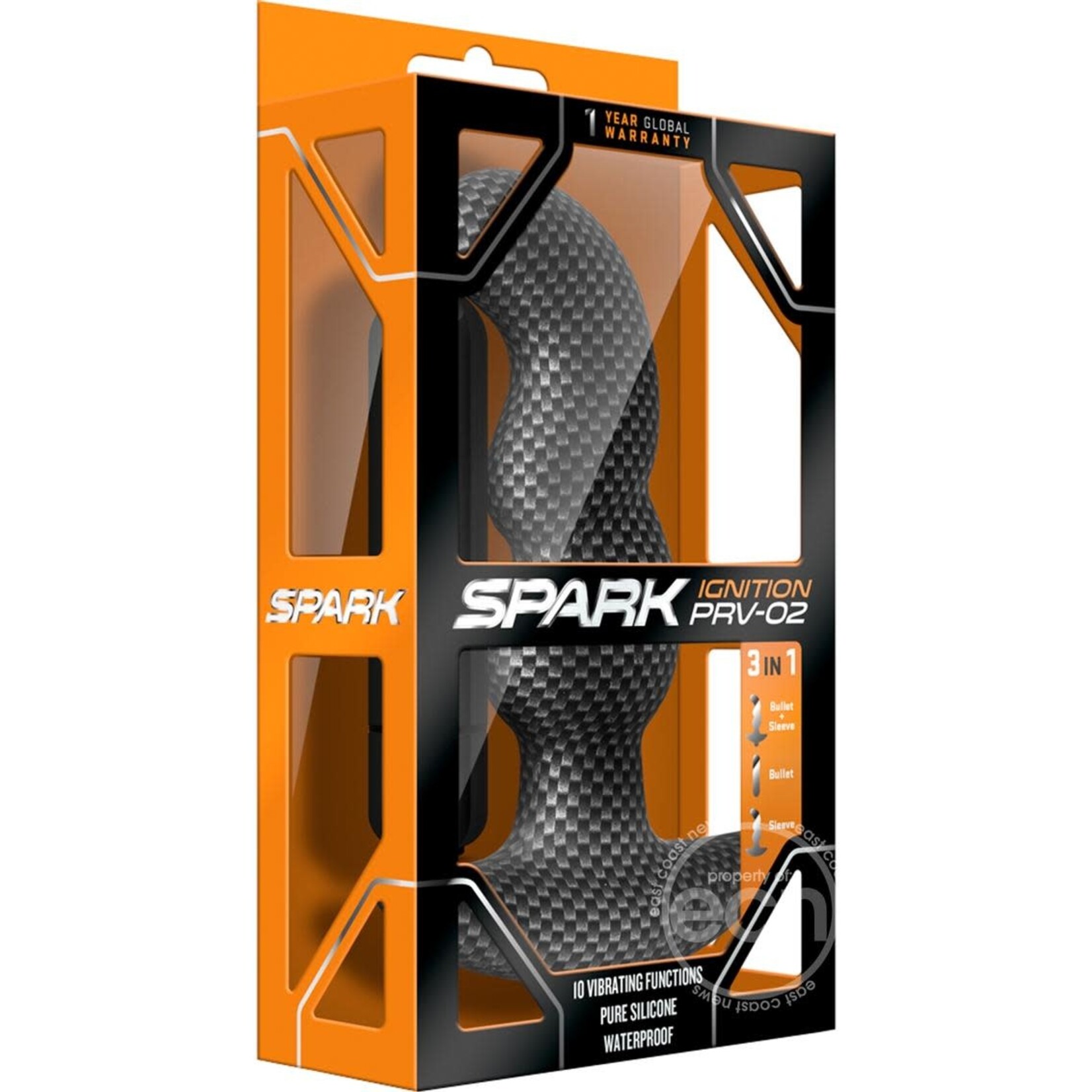 Spark Ignition PRV-02 Silicone Butt Plug - Carbon Fiber