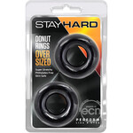 Stay Hard Donut Rings Oversized-Black 2Pk
