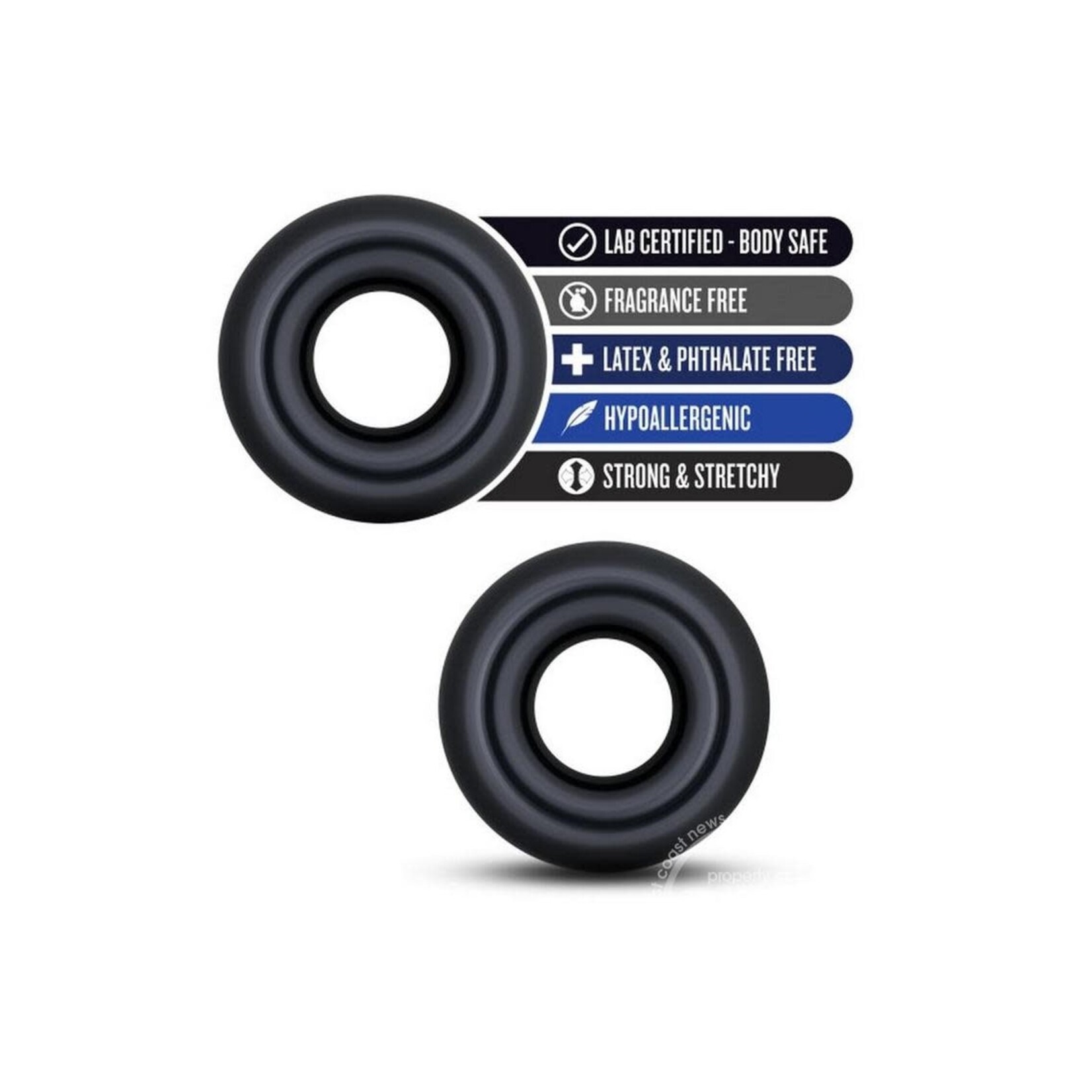 Stay Hard Donut Rings Oversized-Black 2Pk