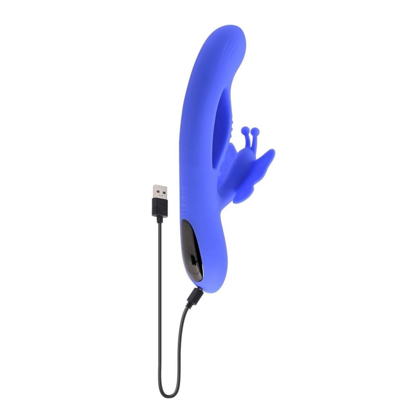 Butterfly Dreams Rechargeable Silicone Dual Stimulating Vibrator - Blue