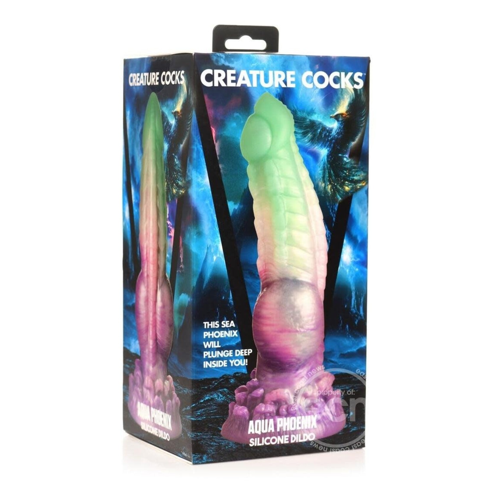 Creature Cocks Aqua Phoenix Silicone Dildo - Green/Purple