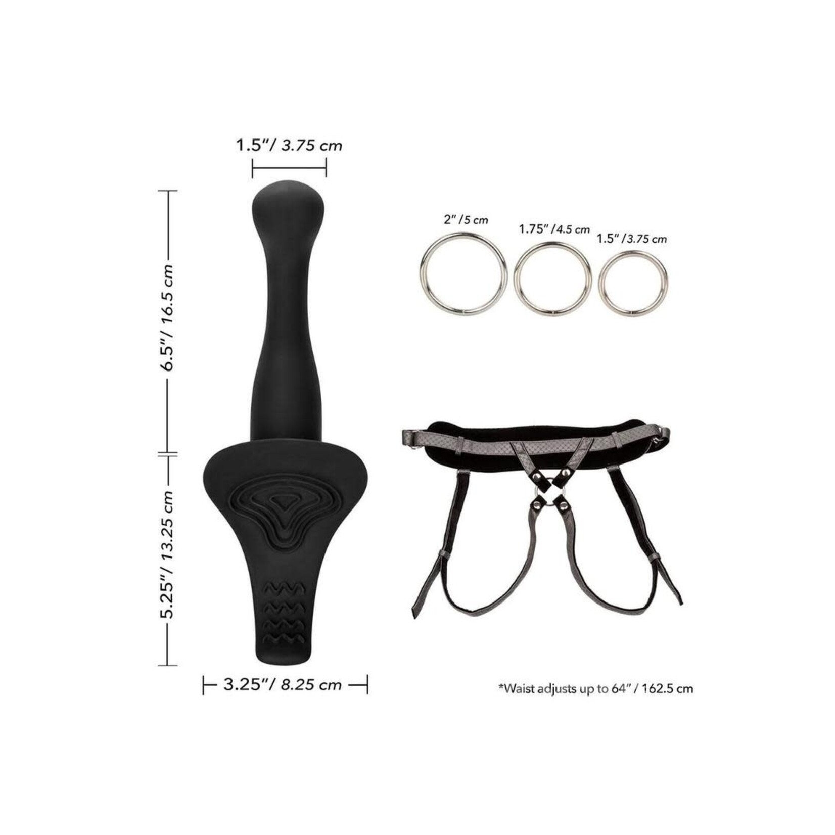 Her Royal Harness The Royal Vibrating Strap-On Set With Silicone Rechargeble Dildo - Black