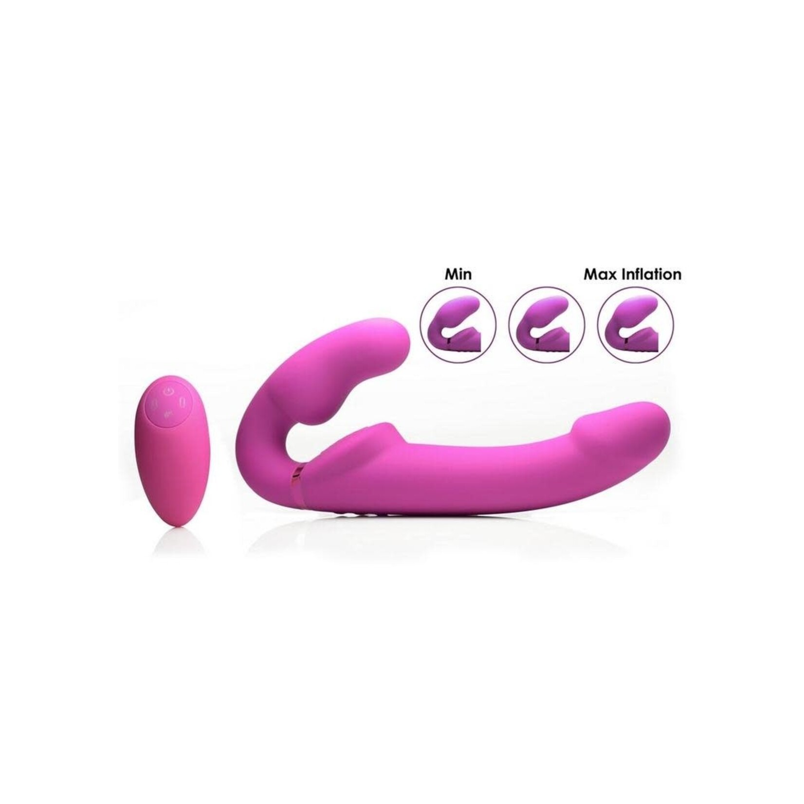 Strap U Evoke Ergo Fit Inflatable & Vibrating Silicone Strapless Strap-on with Remote Control - Pink