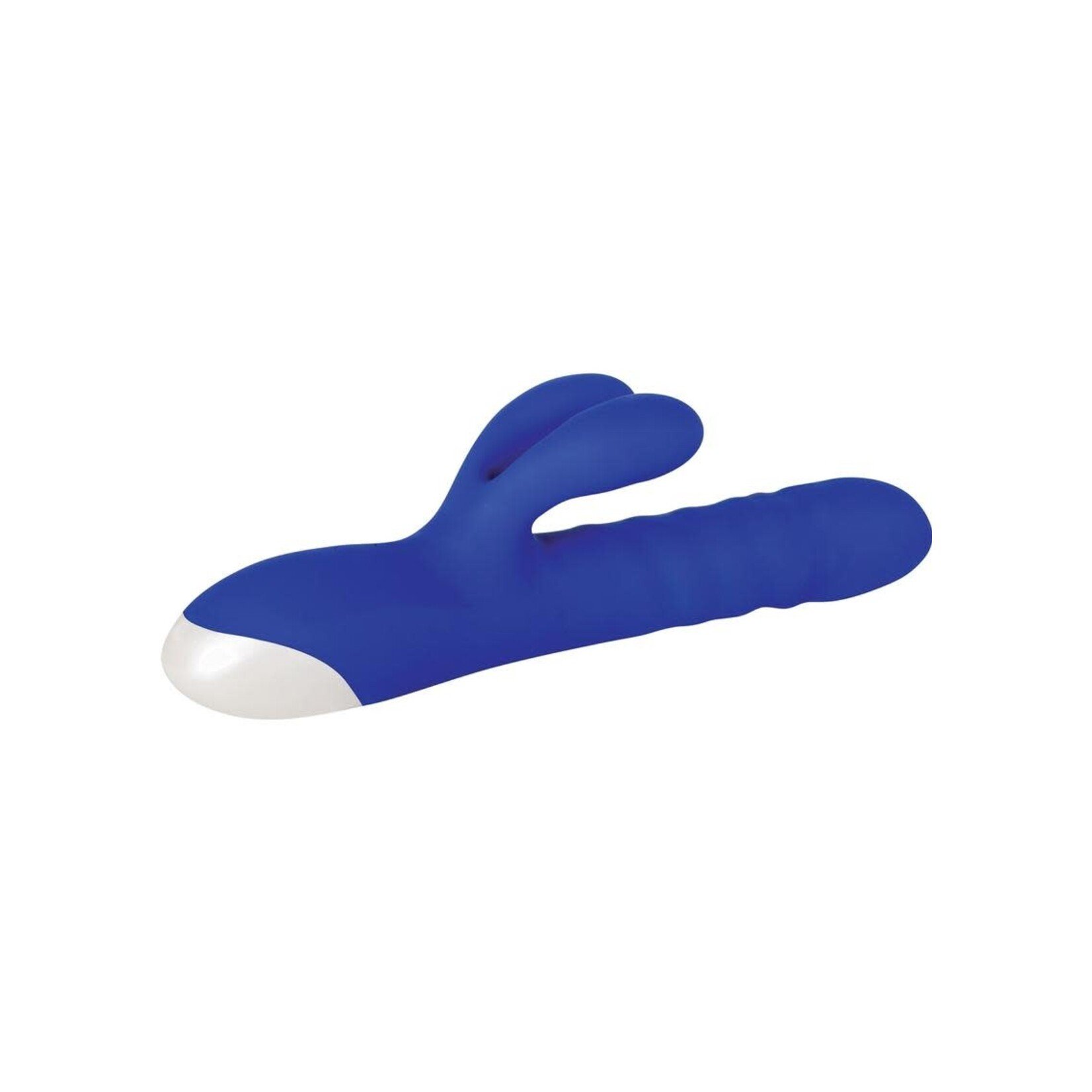 Grand Slam Thrusting And Twirling Rechargeable Silicone Vibrator With Clitoral Stimulator - Blue