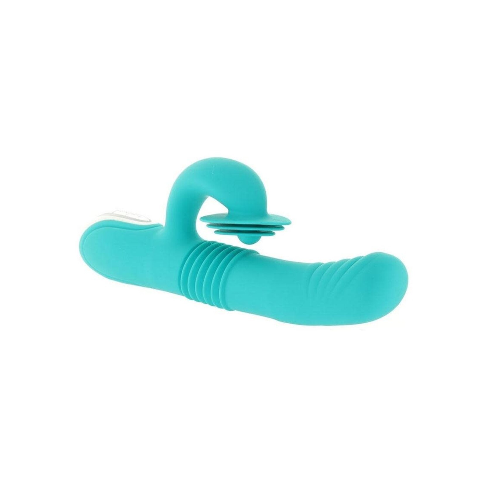 Show Stopper Rechargeable Silicone Dual Vibrator With Clitoral Stimulator - Teal